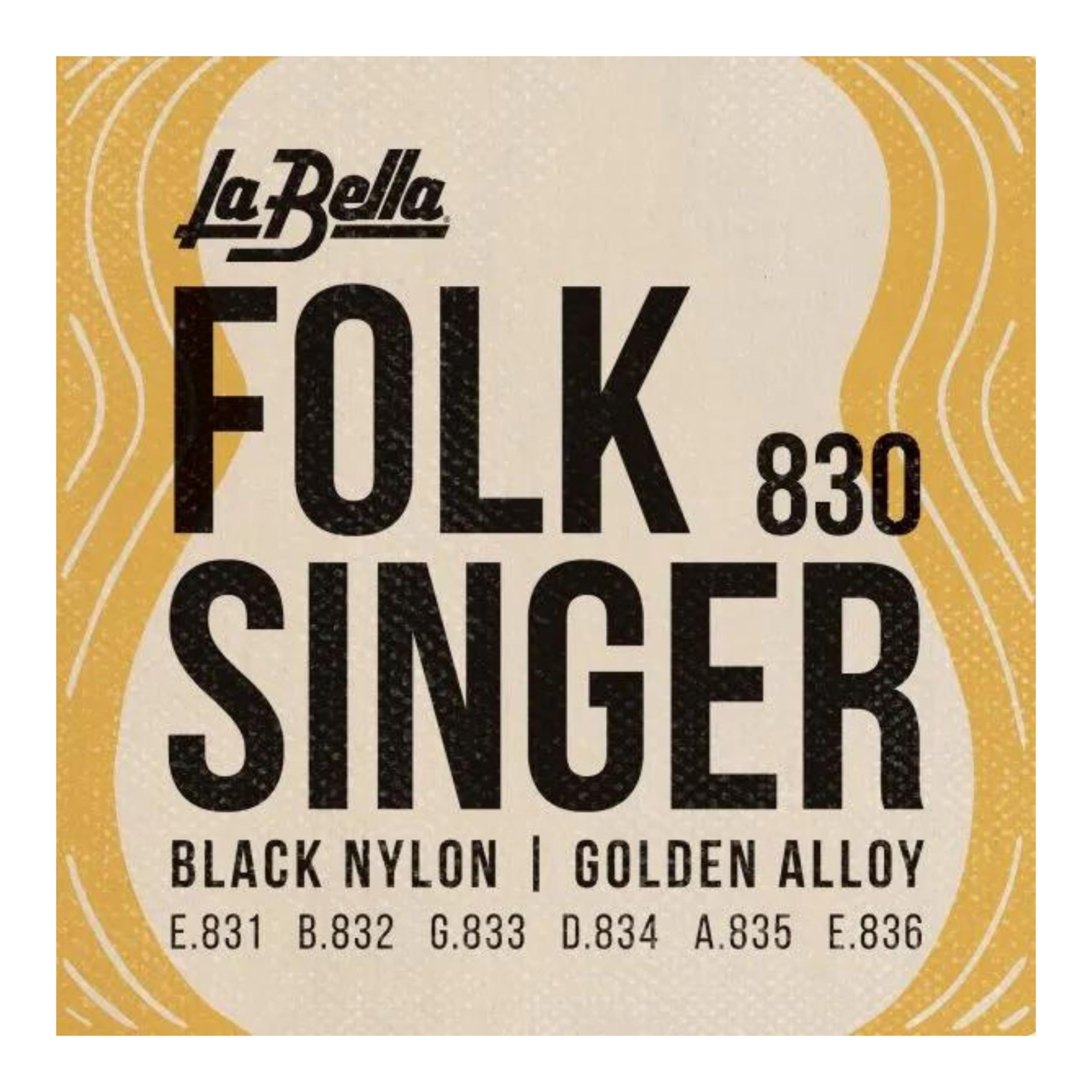 La Bella 830 Folksinger Black Nylon Golden Alloy Classical Guitar String