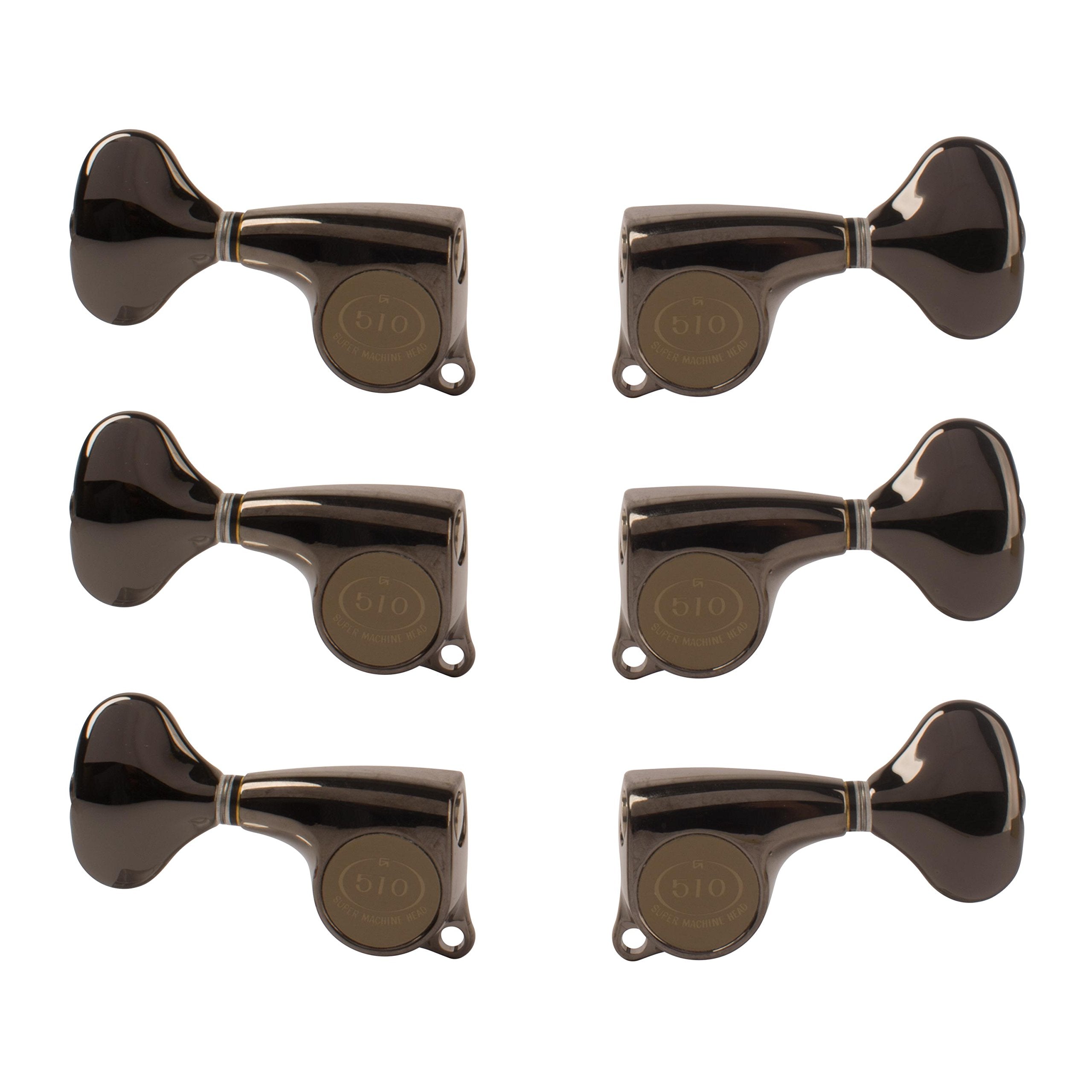 Gotoh Midsize 510 3+3 Guitar Tuners With Metal Knobs, Cosmo Black