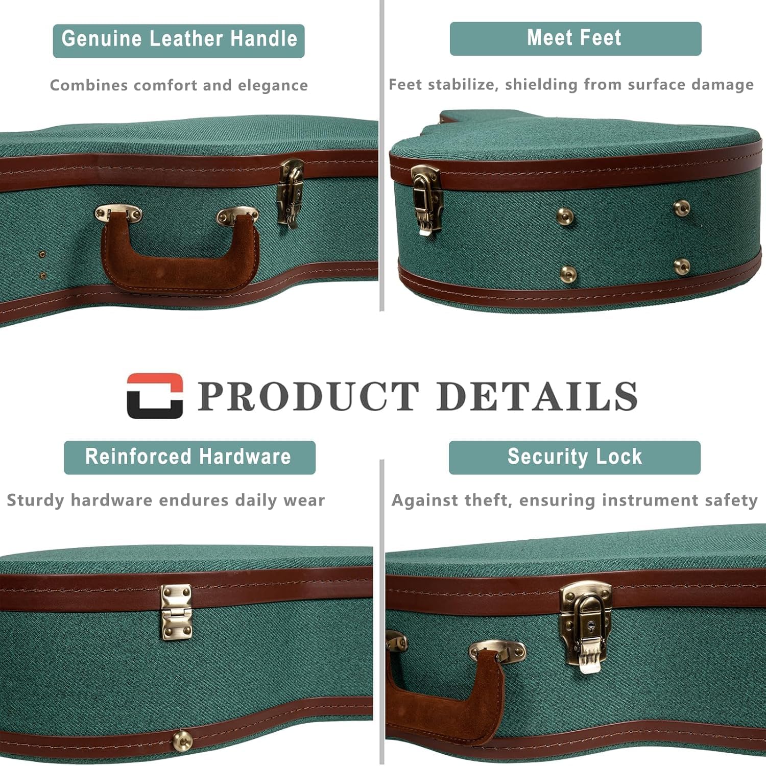 Crossrock Master Series Acoustic Guitar Case for Martin D-28 / Grand Auditorium | Malachite Blue Eco Tweed Fabric, Re-Engineered