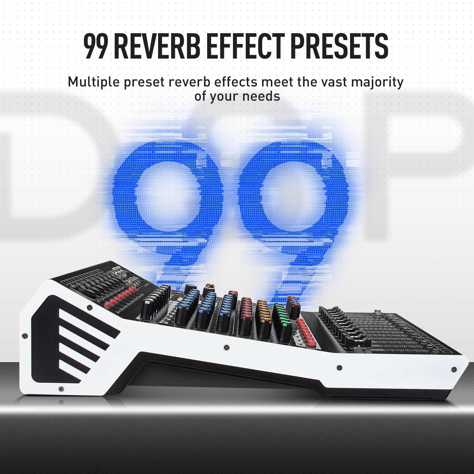 FULODE 8-Channel Professional Audio Mixer Sound Board Console 99 Bit DSP Digital Processor w/USB Bluetooth MP3 for PC Recording