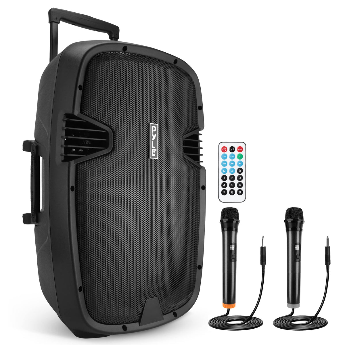 Pyle 1600 Watt, 15'' Bluetooth Pa Speaker-Indoor/Outdoor Portable Sound System With (2) Uhf Wireless Microphones Rechargeable Ba