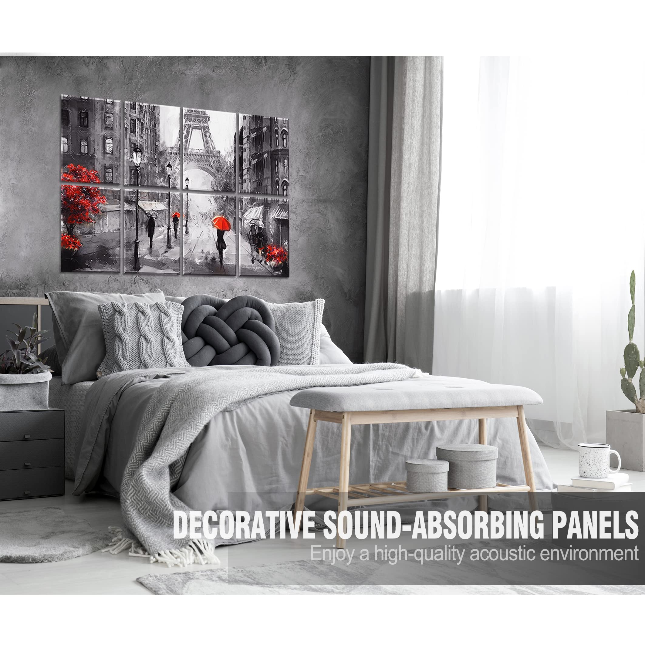 Ruonin.X 8 Pack Decorative Art Acoustic Panel .47''x 31'' Sound Absorbing Panel,Acoustical Soundproof Wall Panels,Better Acousti