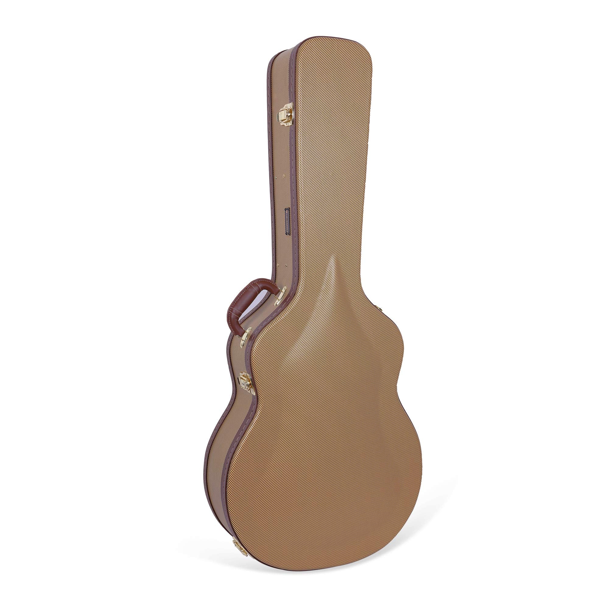 Crossrock Hardshell Arch Top Wood Case Fits Acoustic Super Jumbo Guitars-Vinyl Tweed(Crw600Sbtw)