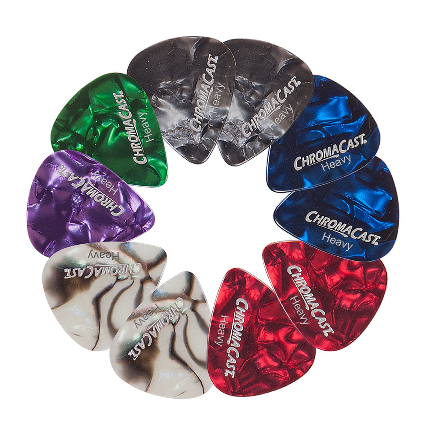 Chromacast Pearl Celluloid Guitar Pick 10 Pack, Heavy Gauge (.88Mm)