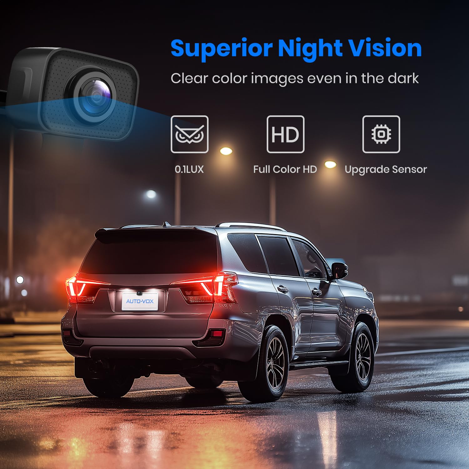 AUTO-VOX CS-2 Wireless Backup Camera with 4.3'' Car Monitor, Easy Install Stable Digital Signal Back Up Camera System, Super Nig