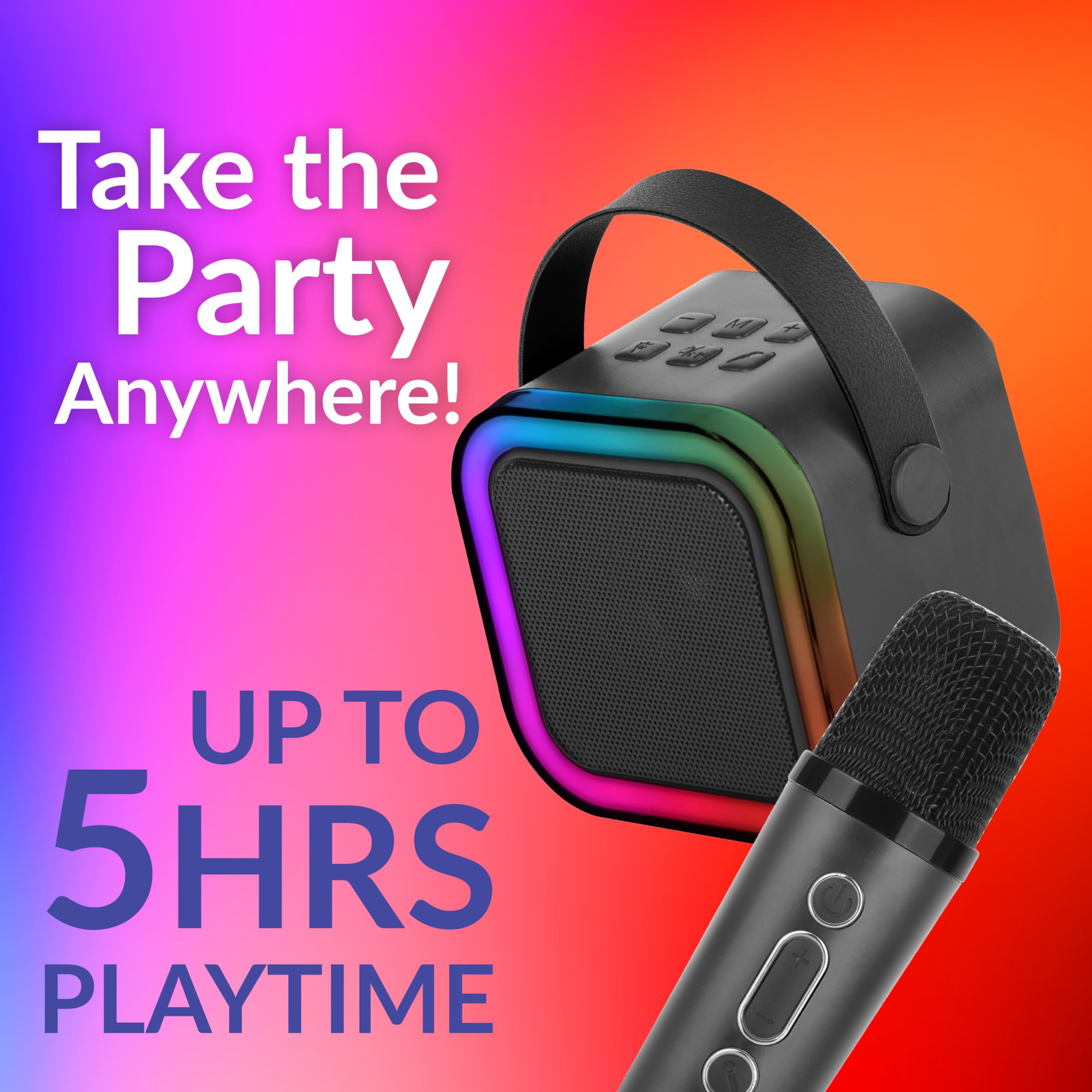 IQ SOUND IQ-708K Mini Karaoke Bluetooth Speaker with Wireless Mic, Colorful RGB Party Lights, 5 Voice Effects, Bluetooth 5.3, Pe