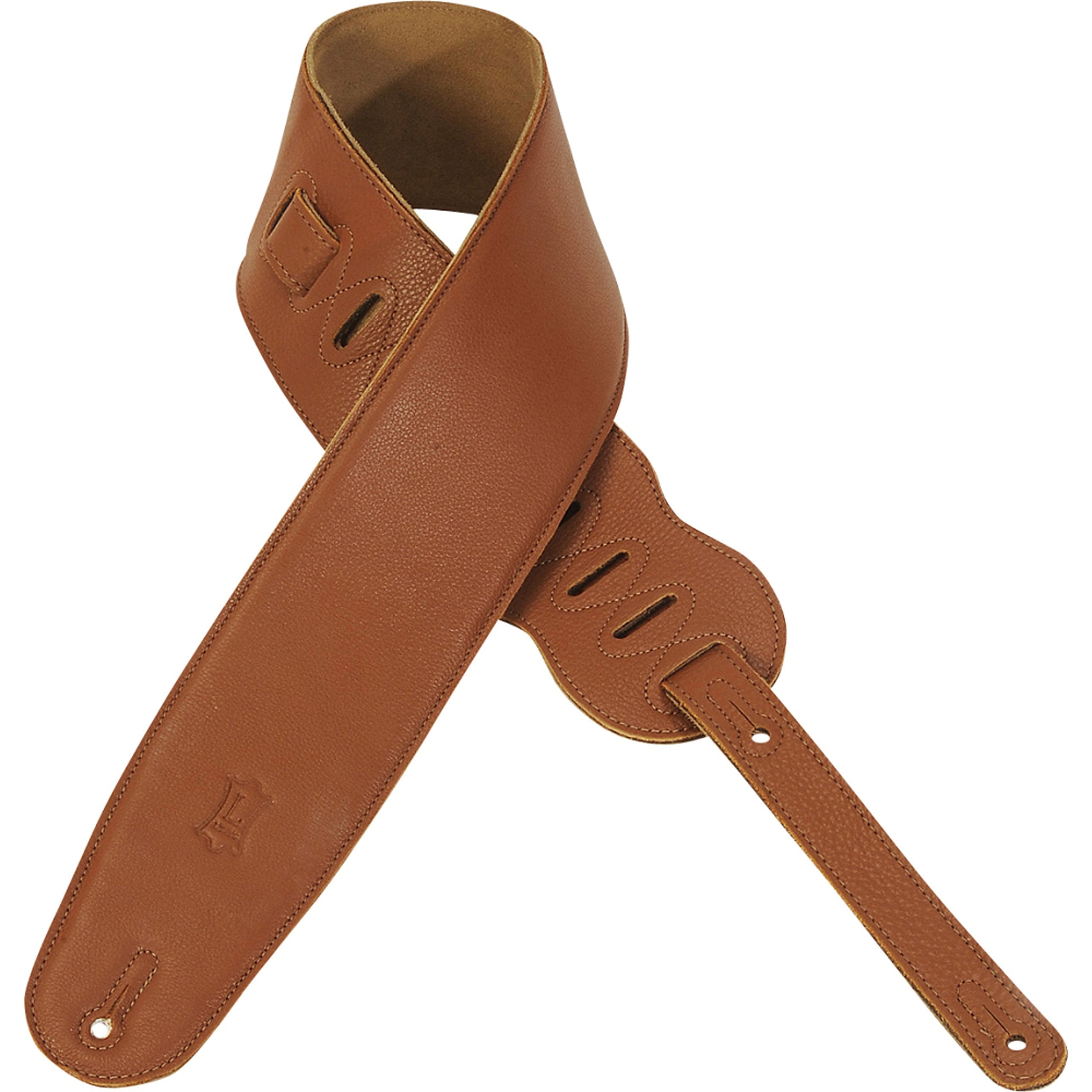 Levys Leathers 3.5 Genuine Garment Leather Bass Guitar Strap with Foam Padding and Suede Backing, Tan (M4GF-TAN)