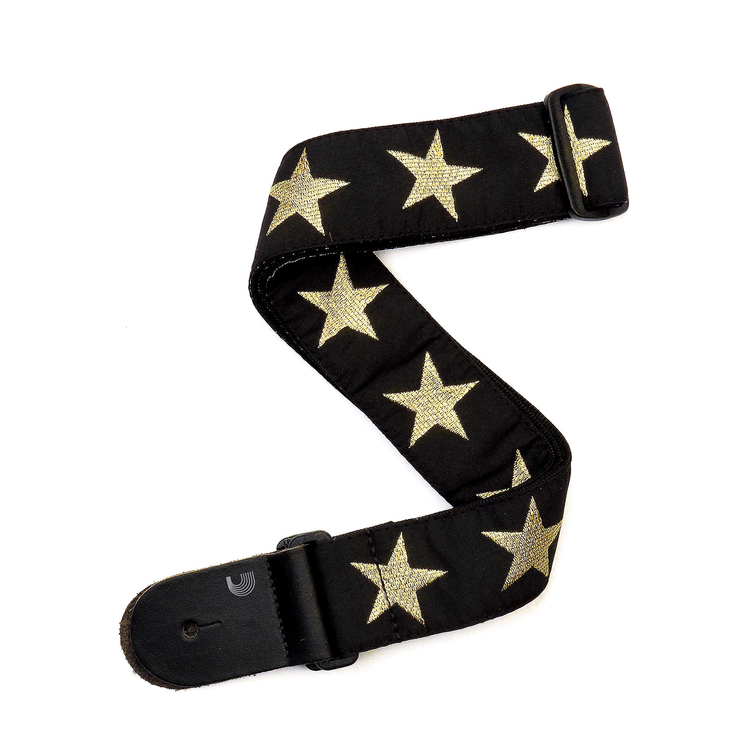 DAddario Woven Nylon Guitar Strap - Gold Star, Adjustable from 35 to 59.5