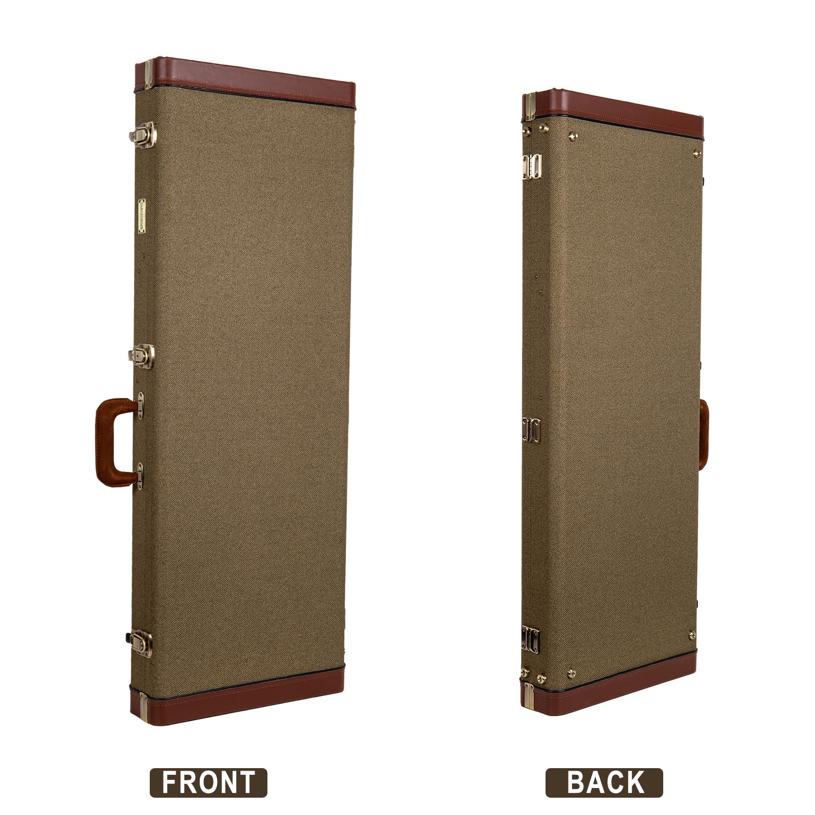 Crossrock Master Series Jazzmaster/Jaguar Style Electric Guitar Case | Olive Green Tweed Exterior, Re-Engineered Wooden Shell, L