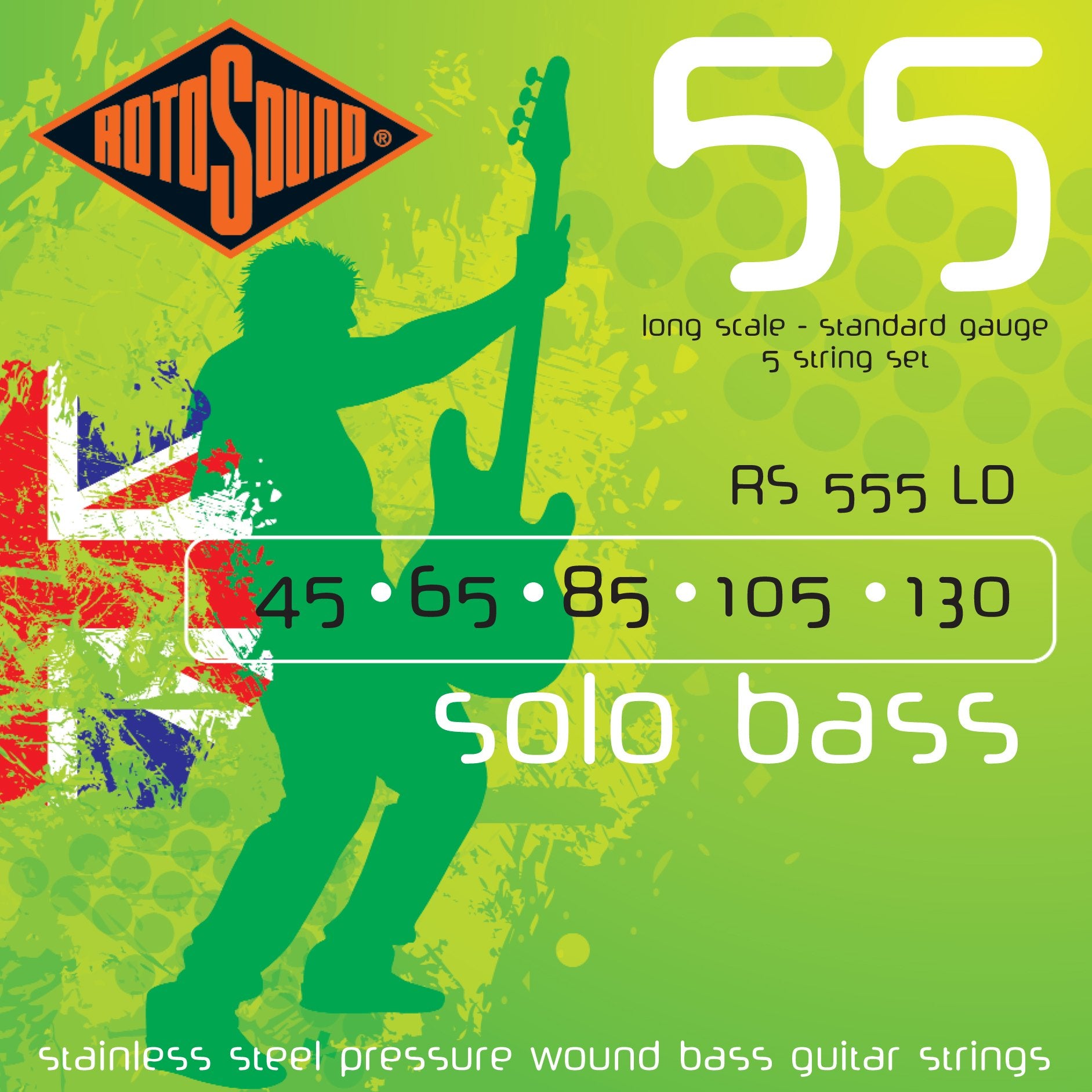 Rotosound Rs555Ld Linea Pressure Wound 5 String Bass Guitar Strings (45 65 85 105 130)