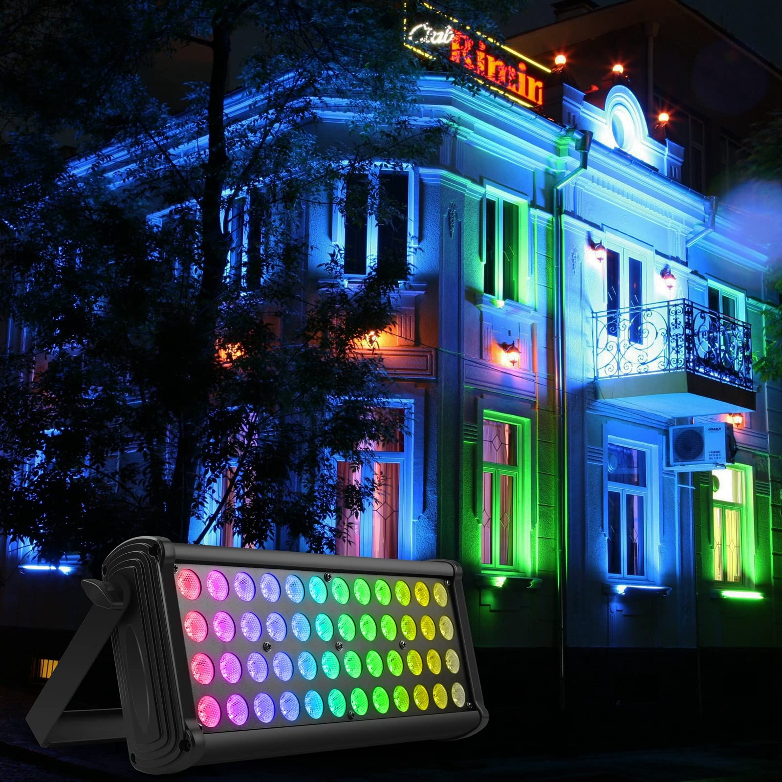 Stage Light Bar Wash Light 80W 48LEDs RGB Dj Lights Bar 2-8-12 DMX Control Auto Play Sound Activated Uplight Bar for Wedding Dis