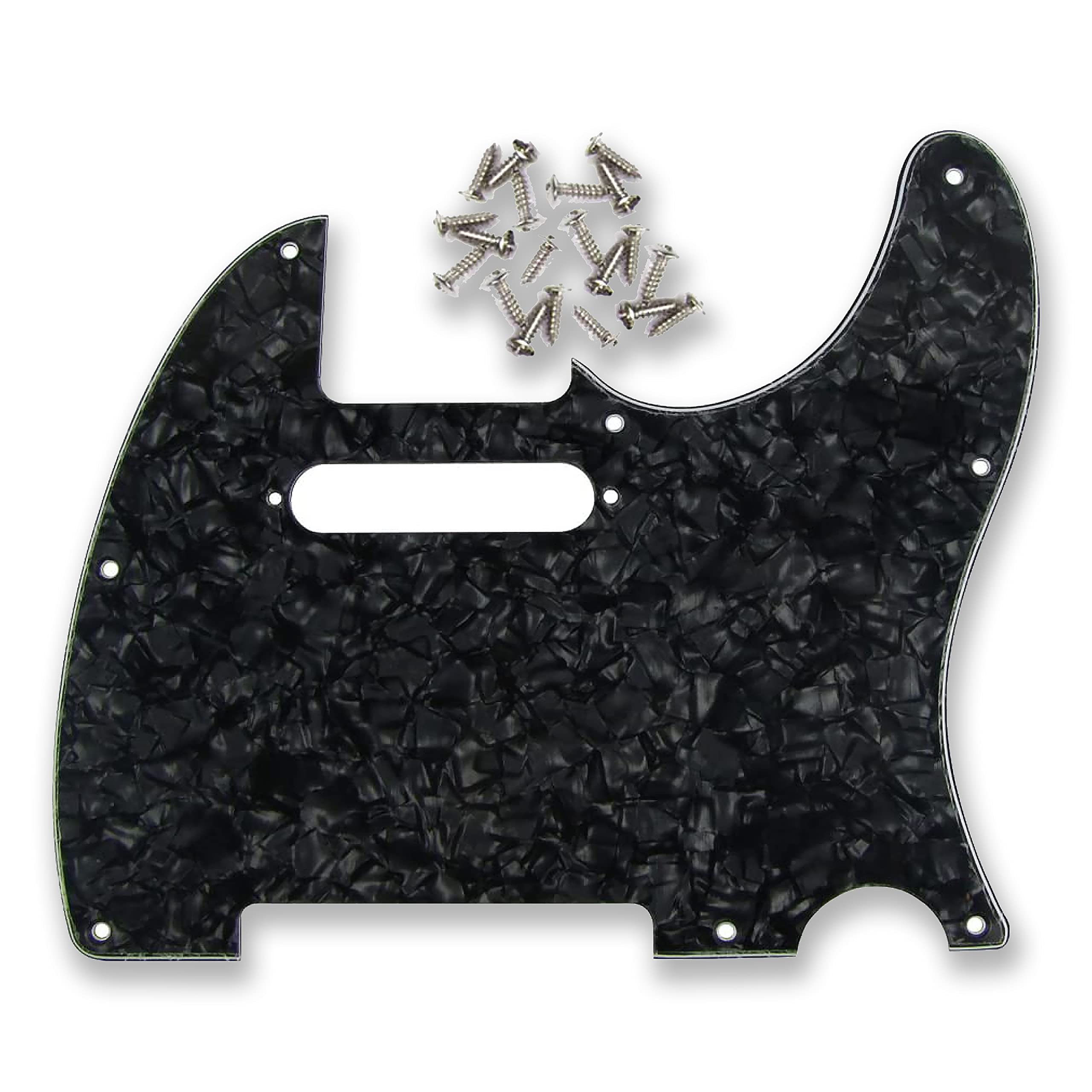 Bexgears 8 Hole Electric Guitar Pickguard For Tl Style Guitar Parts (4Ply Black Pearl)