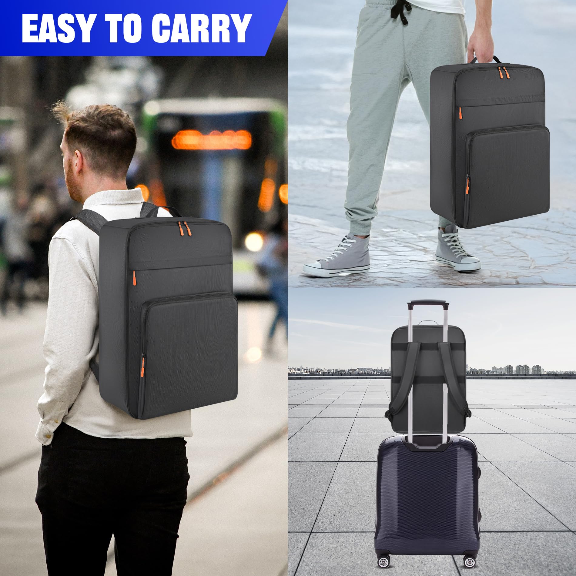 Aleemin Par Light Bag Soft Padded for 8 Par Lights, Stage Lighting Case with Removable Dividers & Backpack-strap & Handle, Light