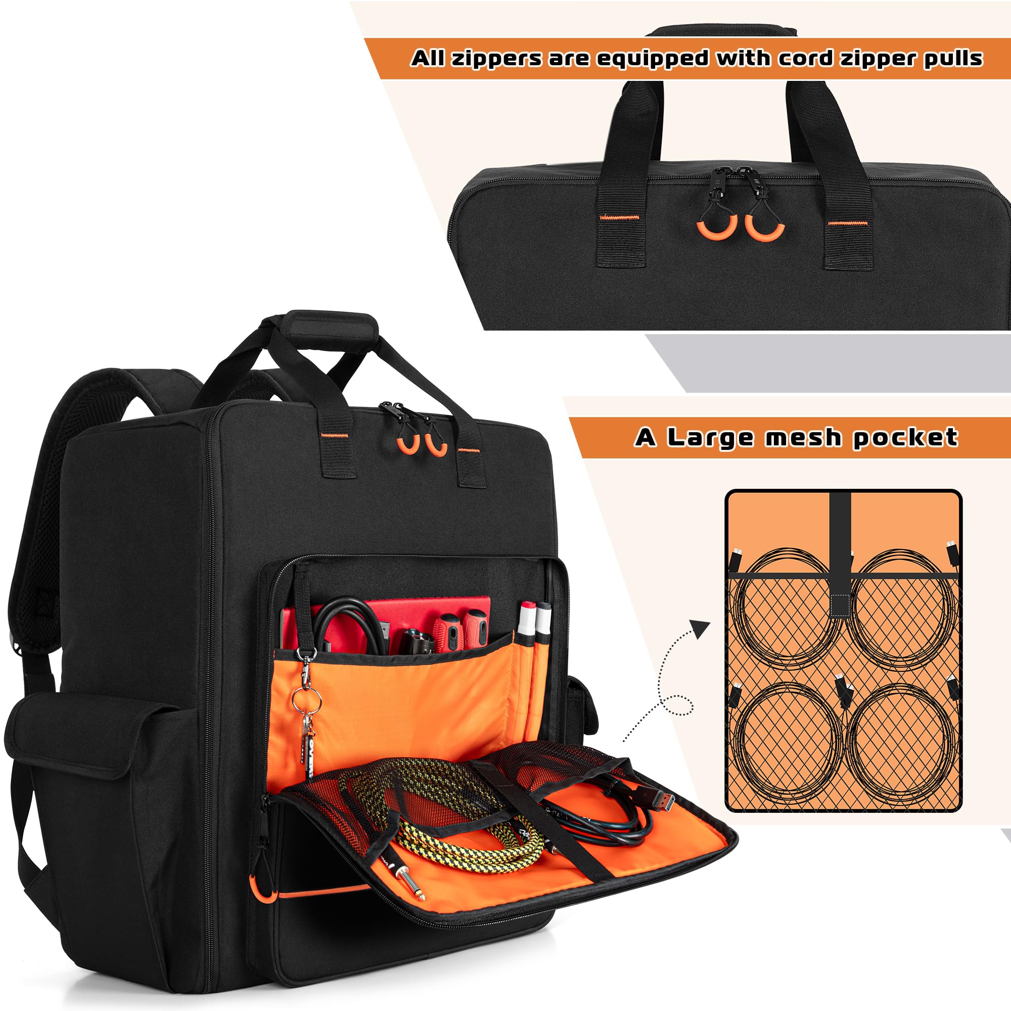 LUXJA Padded Par Bag (Backpack) Fits 8 Lights, Light Case with Inner Divider and Accessory Pockets, Black