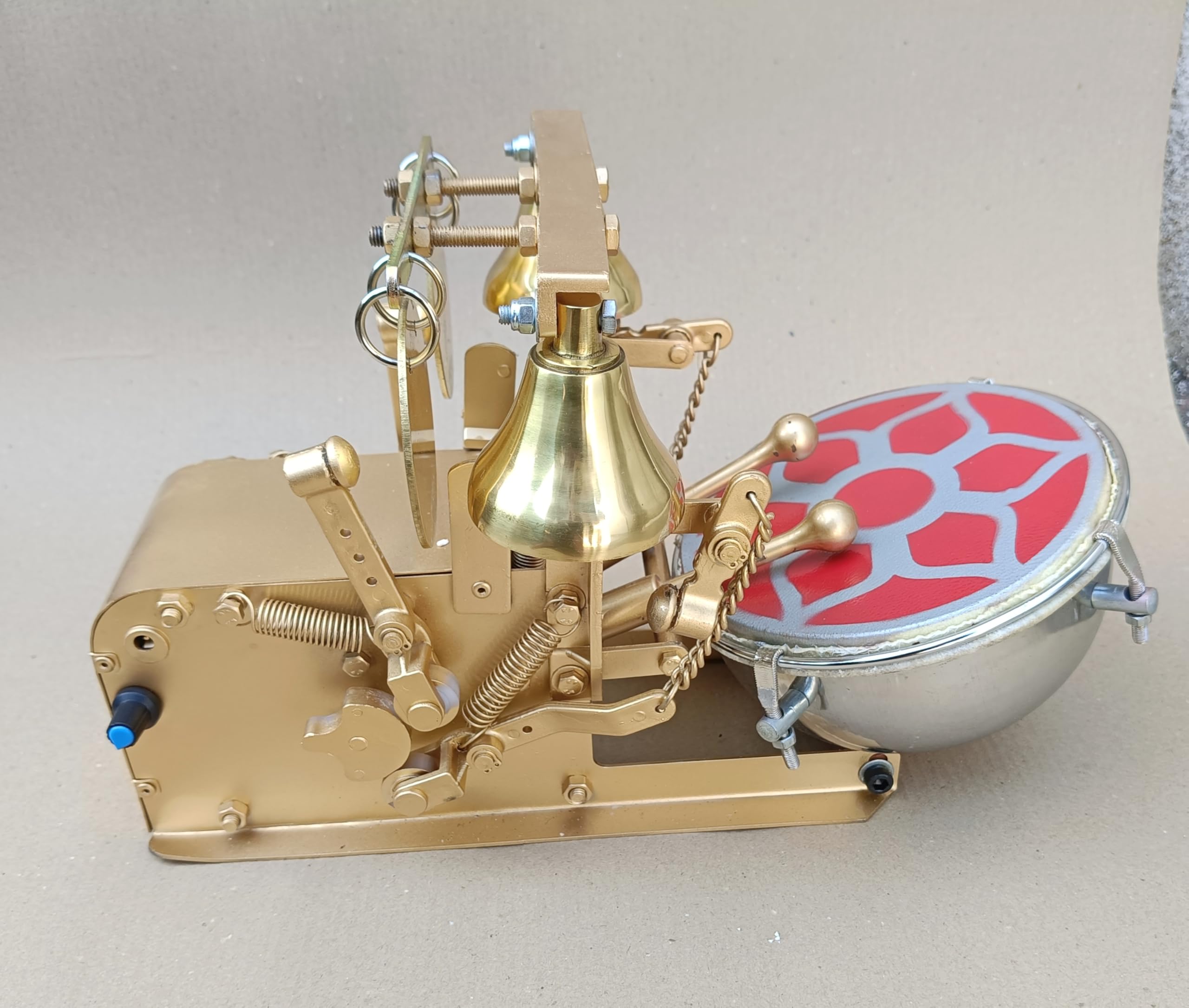 Crafts World Fully Electric Arti Machine Nagara For Home Temple Copper 2 Pooja Bell Dholak For Pooja Atri Machine With Drum,Bell