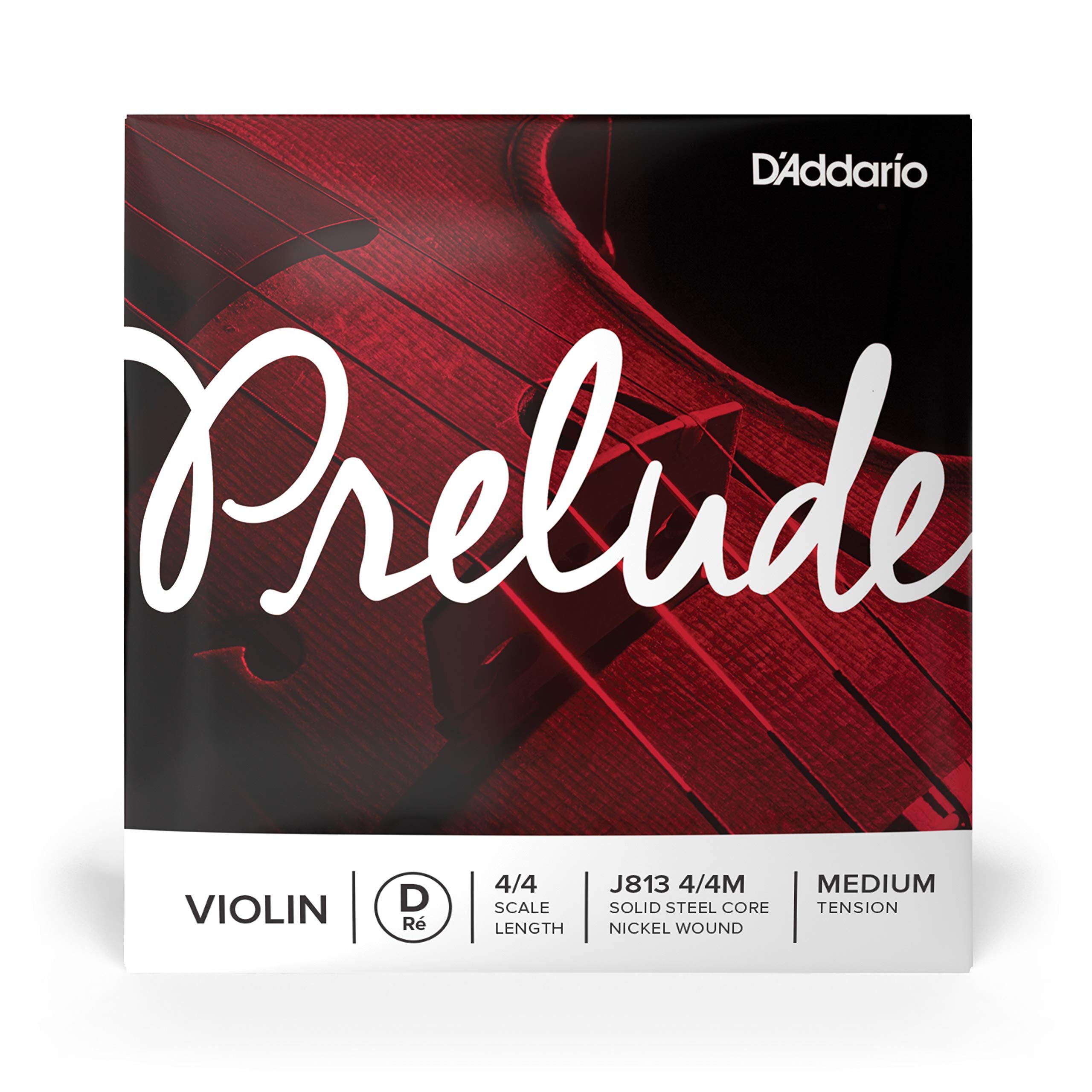 DAddario Prelude Violin Single D String, 44 Scale, Medium Tension - J813 44M - Solid Steel core, Warm Tone, Economical and Durab