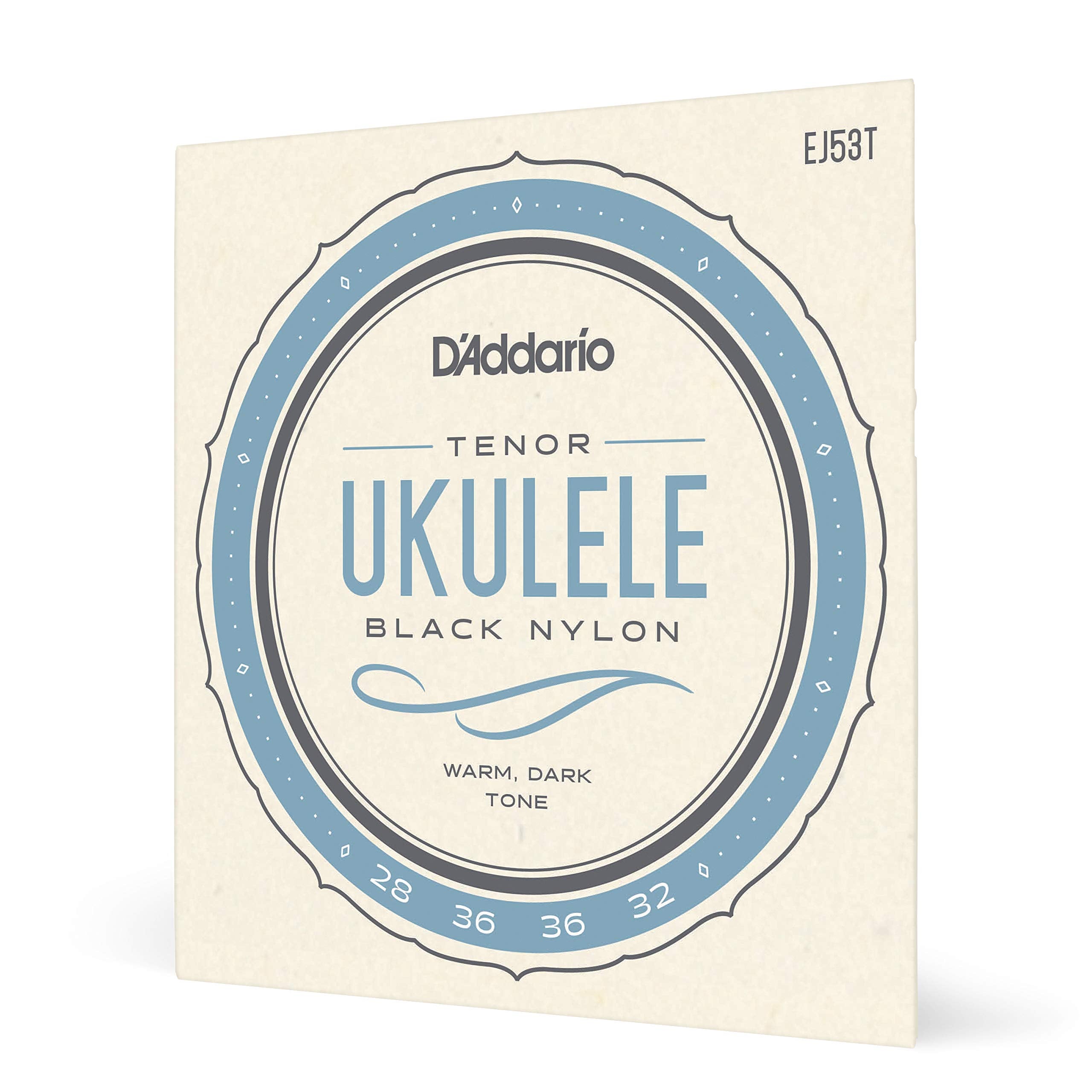 DAddario Tenor Ukulele Strings, Black Nylon, EJ53T, 4-String Set, Pack of 1