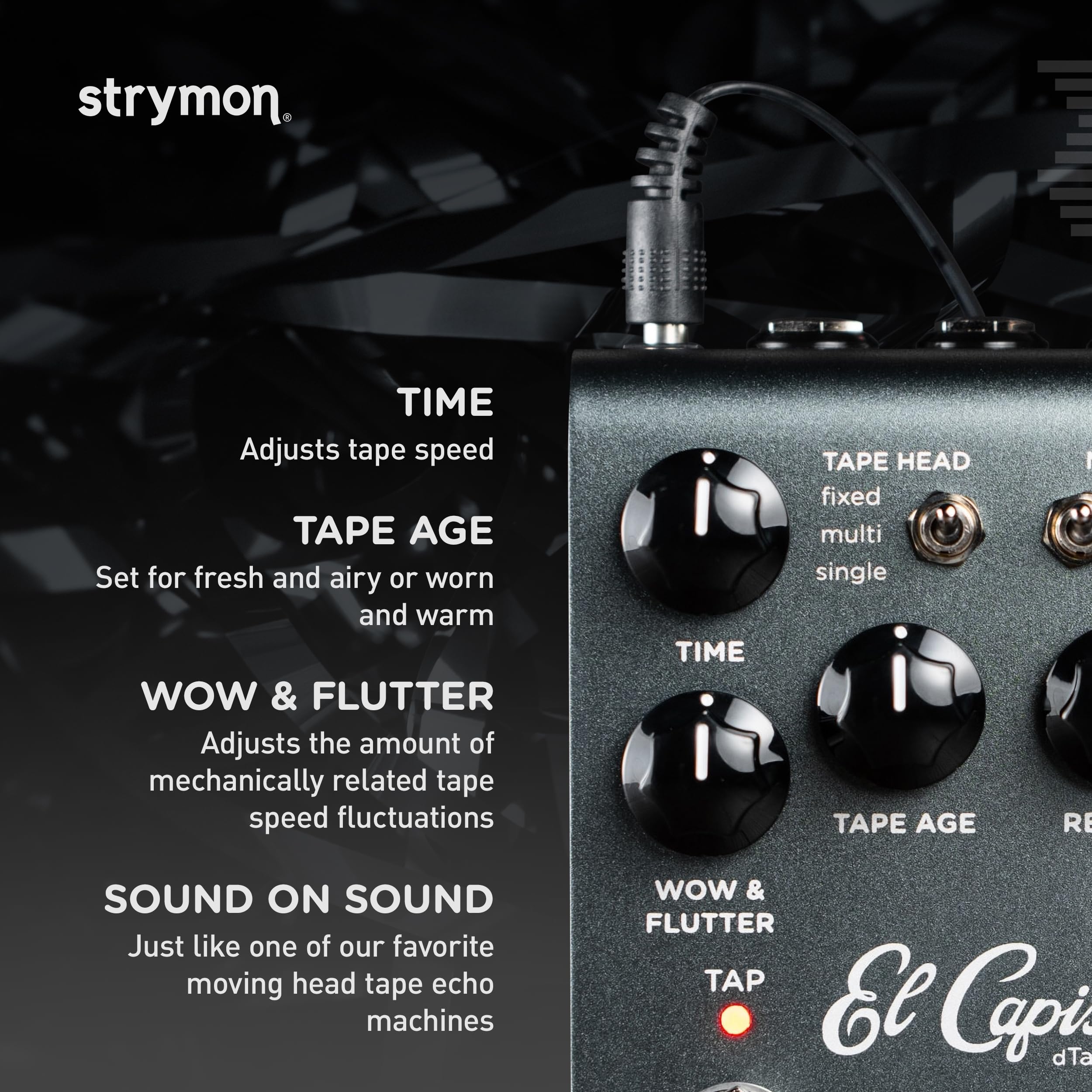 Strymon El Capistan V2 dTape Echo Guitar Pedal for Electric and Acoustic Guitar, Synths, Vocals and Keyboards
