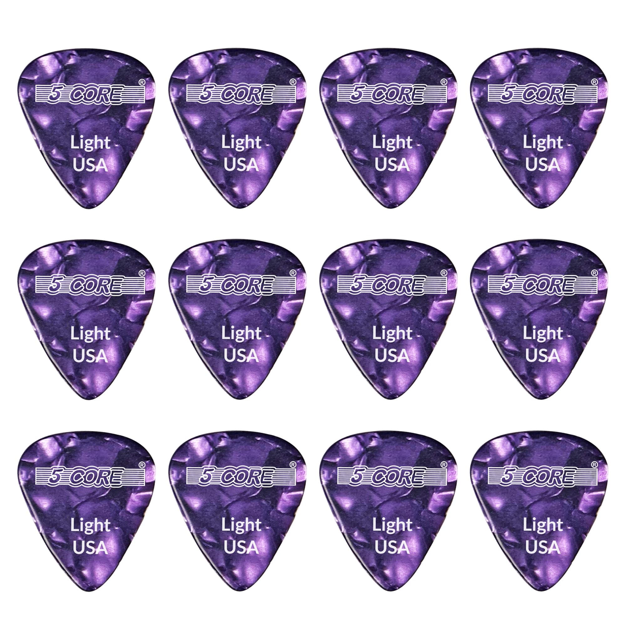 5 core guitar Picks  Purple color Pick for guitar 12 Pcs  Light gauge Durable Premium celluloid guitar Picks 046mm- g PIcK L PR
