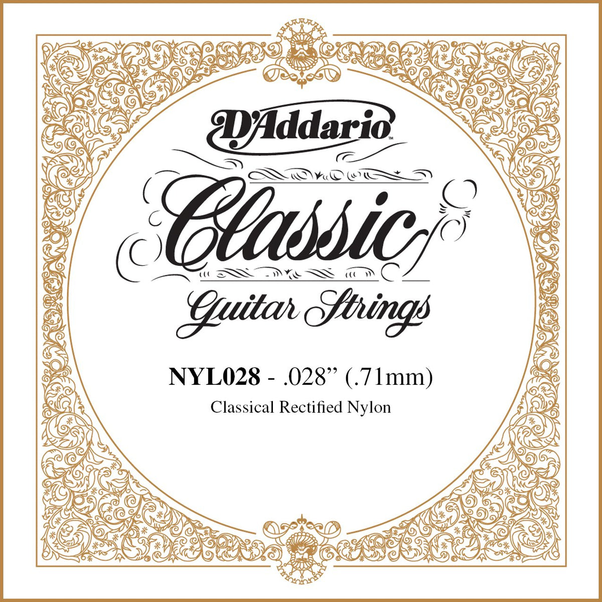 D'Addario Nyl028 Rectified Nylon Classical Guitar Single String,.028
