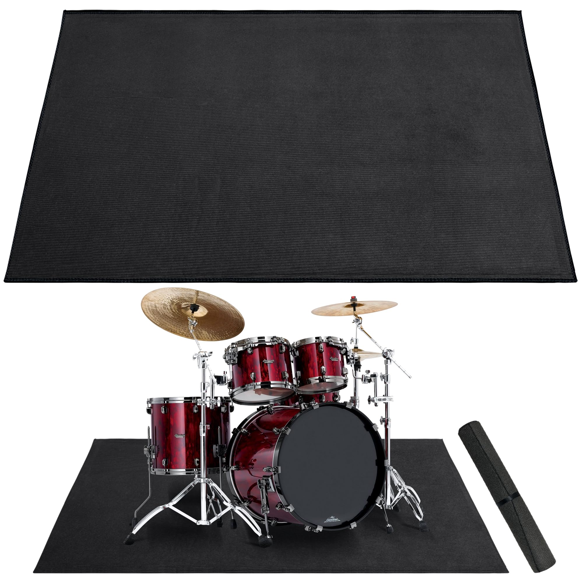 Invech 4 x 6 Ft Drum Rug, Black Drum Mat with Non-Slip Grip Bottom, Soundproof Drum Floor Mat for Electrical Drum, Drum Accessor