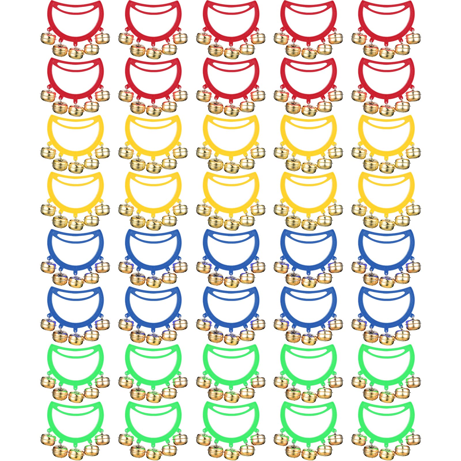 Yeshone 32 Pcs Hand Bells Jingle Bells Bulk Tambourine Noise Makers for Kids Adults Musical Instruments Church School Concert Bi