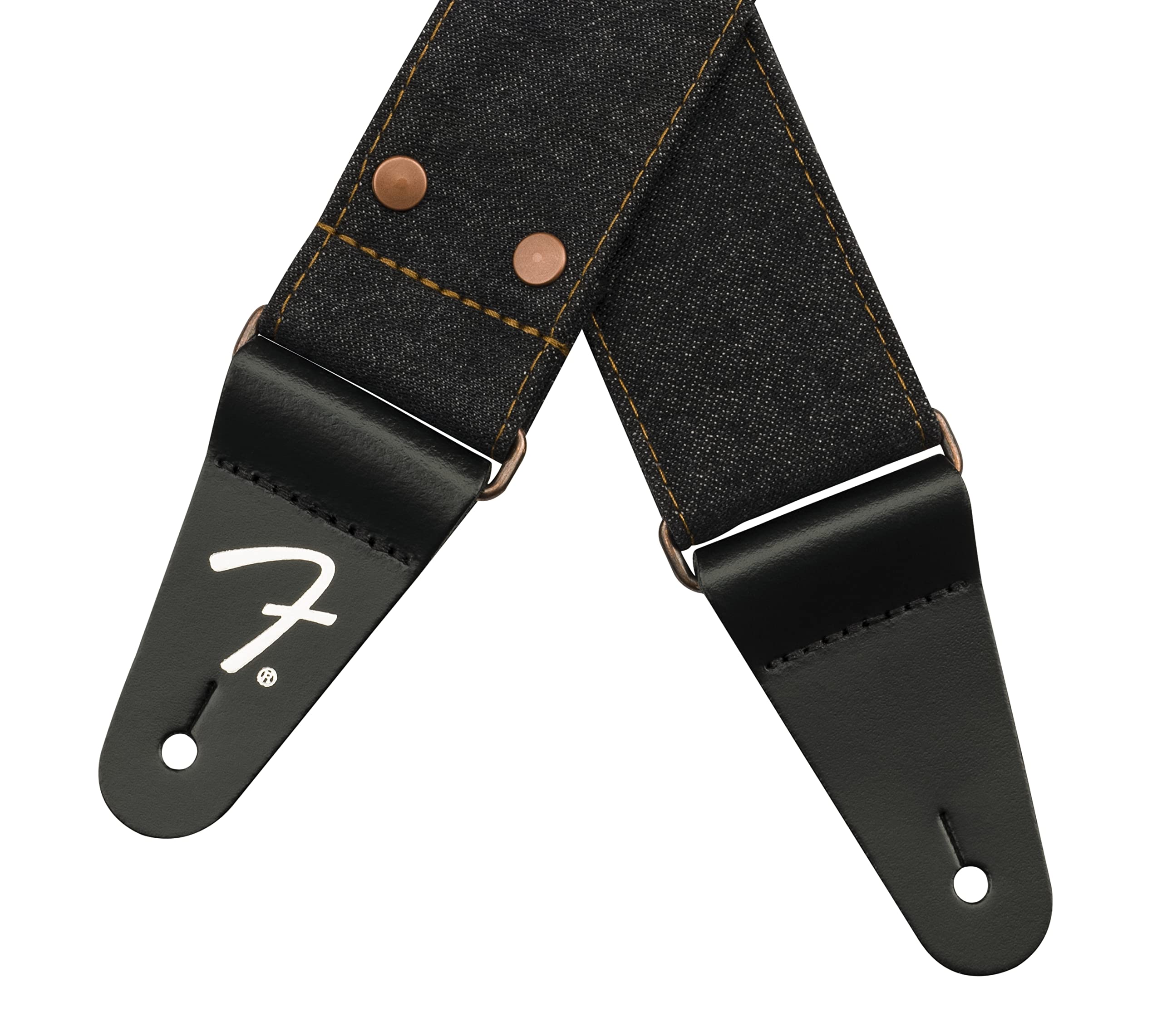 Fender x Wrangler Riveted Denim Guitar Strap, Guitar Accessories, Black