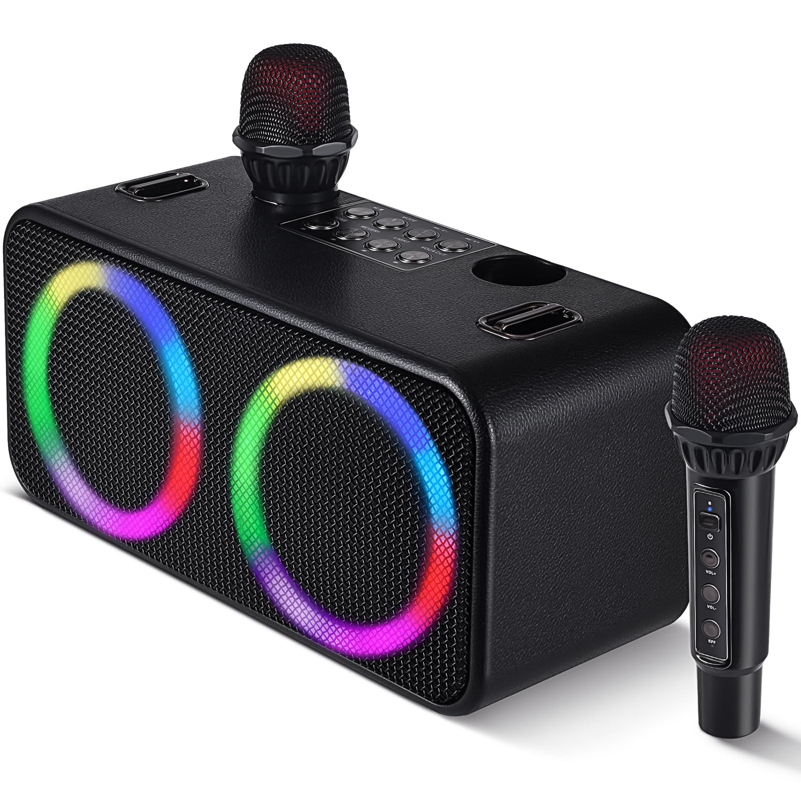 Fansbe Tech Karaoke Microphone Machine Kids Adults, Karaoke Machine Bluetooth Sound Effects, Bluetooth Wireless Speakers Karaoke