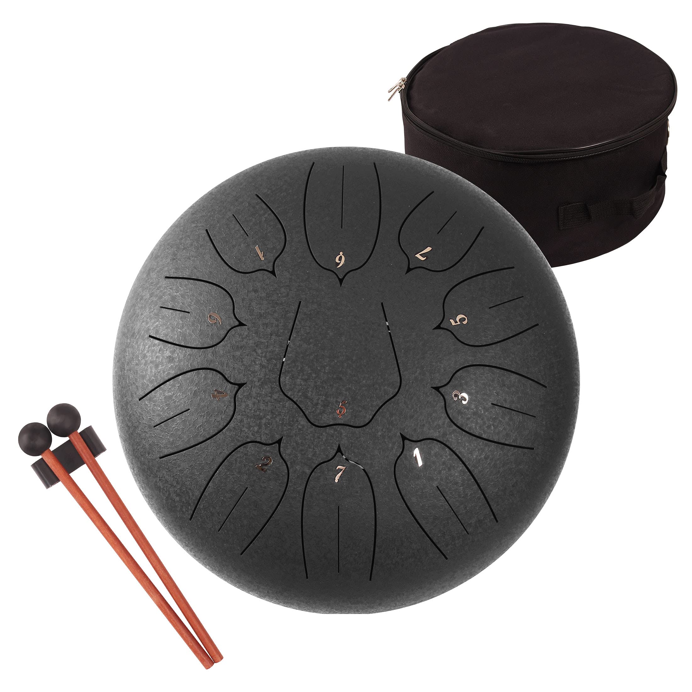 LOMUTY Steel Tongue Drum - 11 Notes 12 inches - Percussion Instrument -Handpan Drum with Bag, Music Book, Mallets, Finger Picks