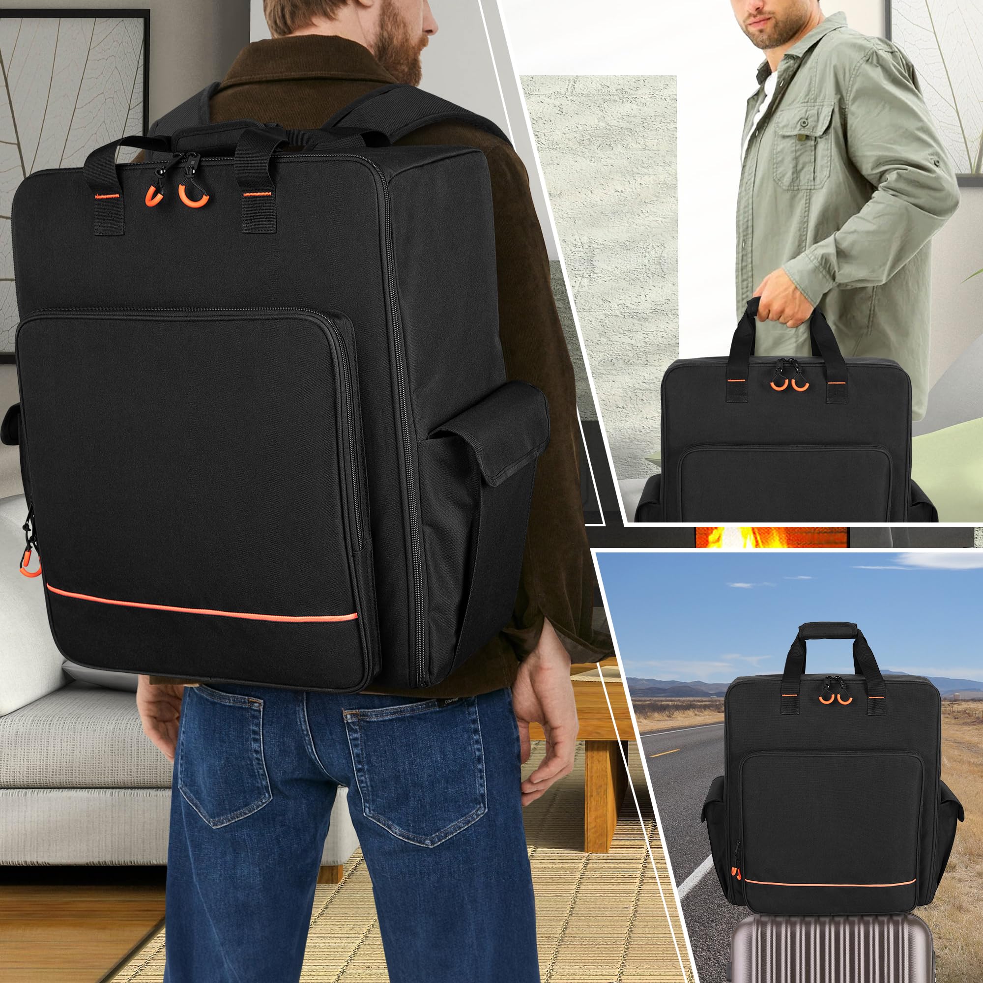 LUXJA Padded Par Bag (Backpack) Fits 8 Lights, Light Case with Inner Divider and Accessory Pockets, Black