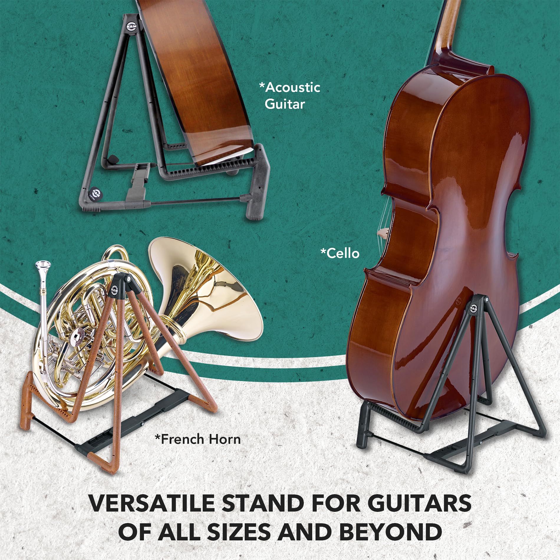 K&M - Knig & Meyer 17580.014.55 - Heli 2 Guitar Stand - Folding A-Frame for Acoustic Guitars - Adjustable and Collapsible - Stur