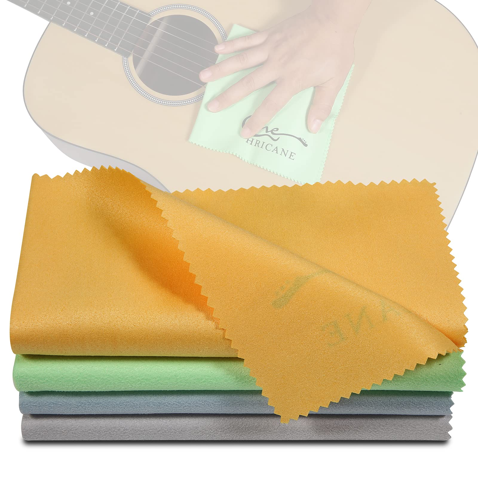 Hricane 4-Pack 12''X12'' Guitar Cloths Ultrafine Fiber Suede Plush Polishing Cloths For Musical Instruments Premium Polishing &