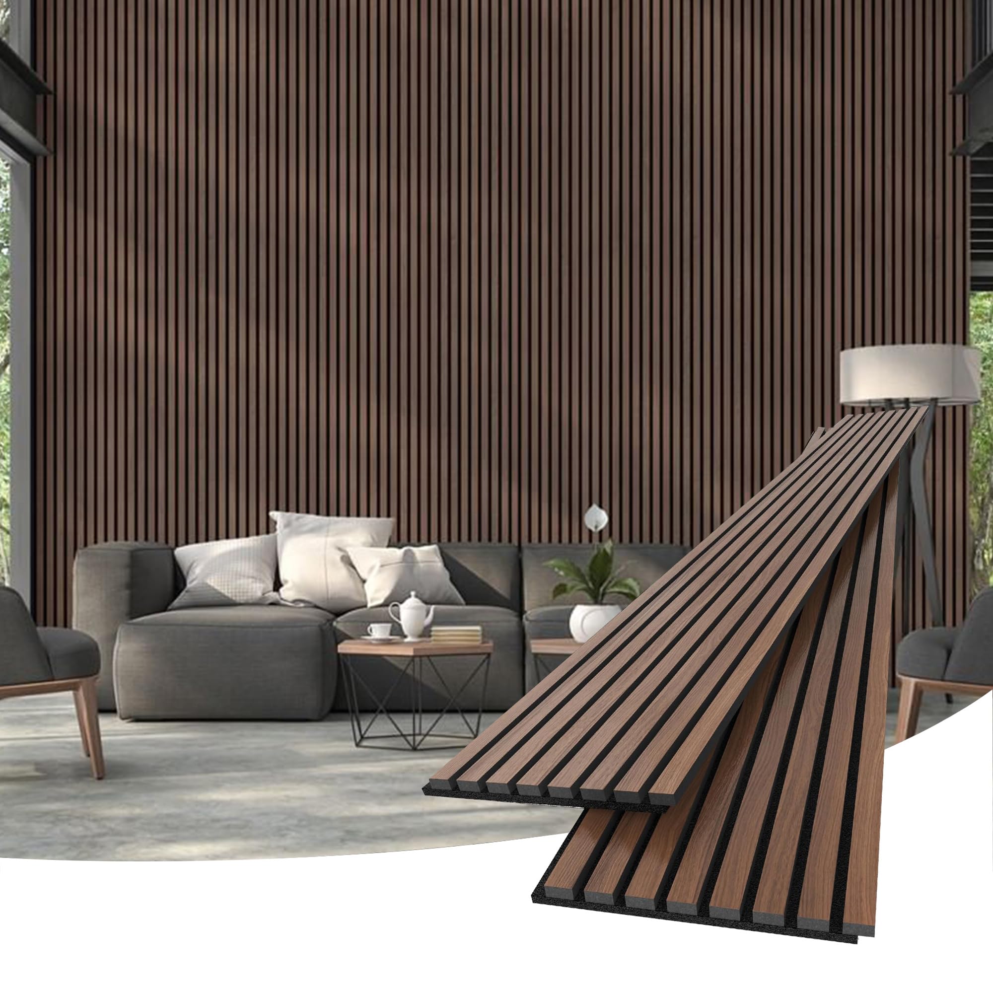 Wood Slats For Wall, Wood Slat Acoustic Panels For Wall Decor, 94.49 X 12.6 Inch 3D Soundproof Wall Panels, Sound Absorbing Pane