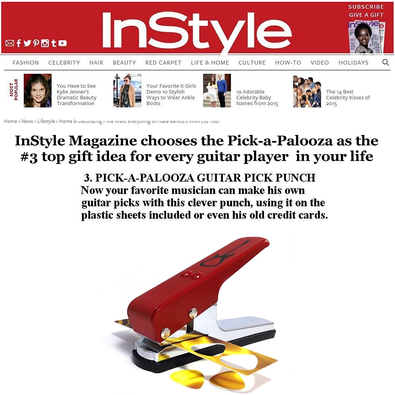 Pick-a-Palooza DIY Guitar Pick Punch Mega Gift Pack - the Premium Guitar Pick Maker - Includes Leather Key Chain Pick Holder, 15