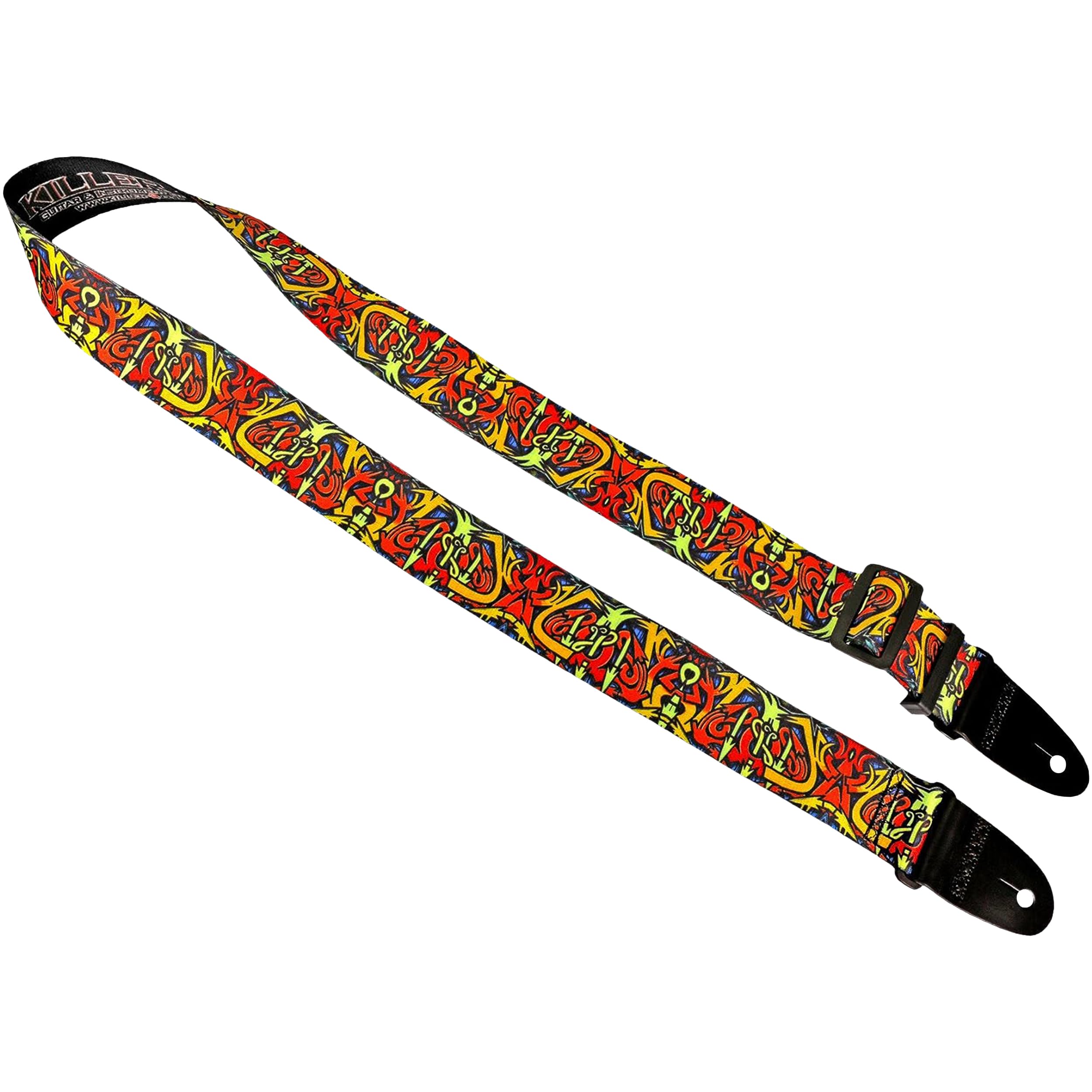 Killer-Q Guitar Strap - Stylish Straps For Electric And Acoustic Guitars With Leather Tabs, 2 Inches X 5 Feet, Graffiti Street