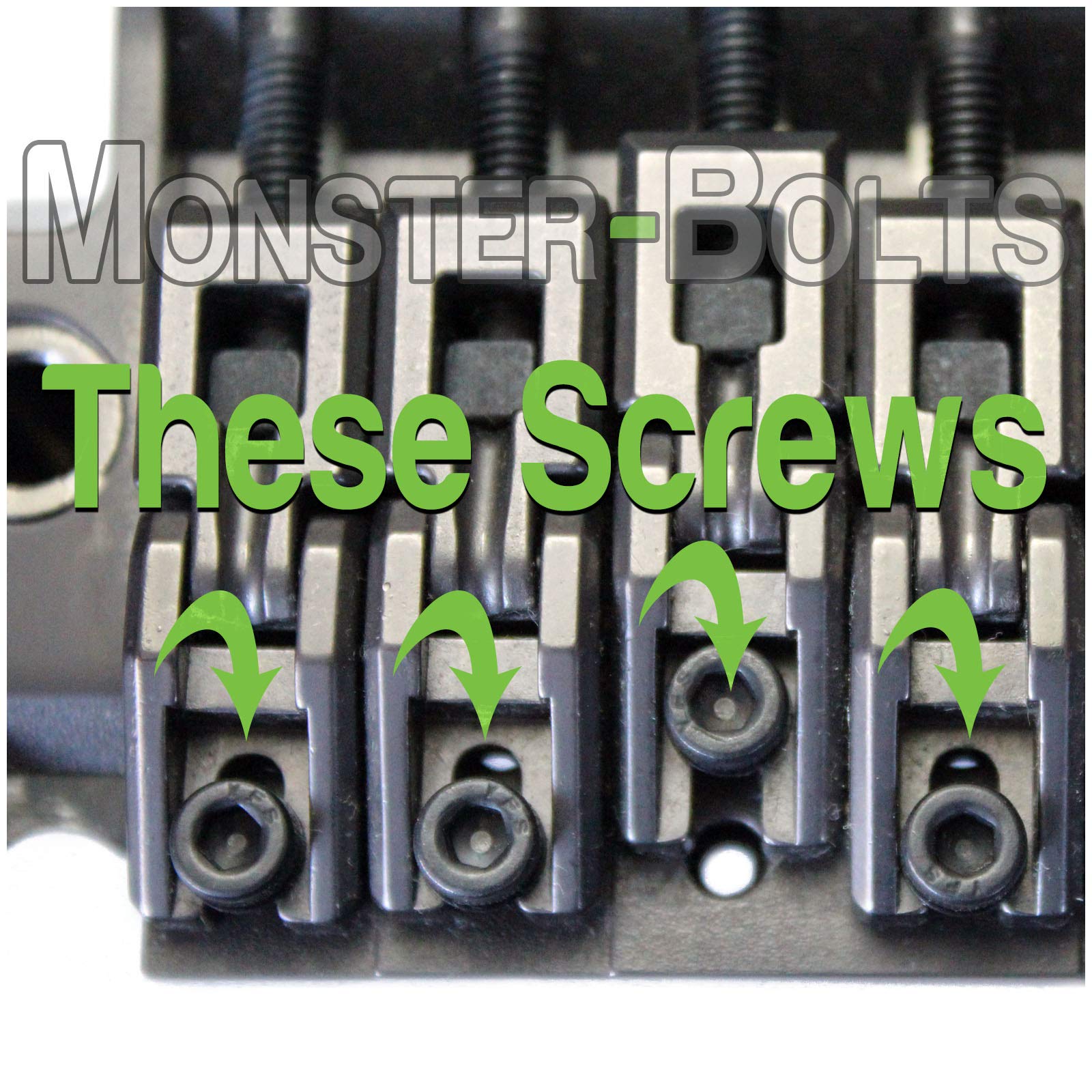 Black Alloy Steel - Floyd Rose Style Guitar Locking Nut Screws (3) and Saddle Intonation Mounting Hold Screws (6) - MonsterBolts