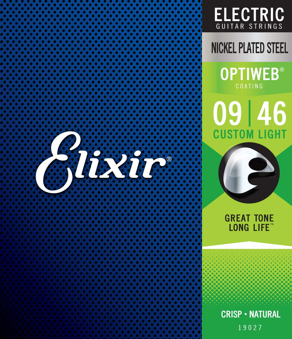 Elixir Strings 19027 Coated Nickel Electric Guitar Strings, Custom Light (.009-.046)