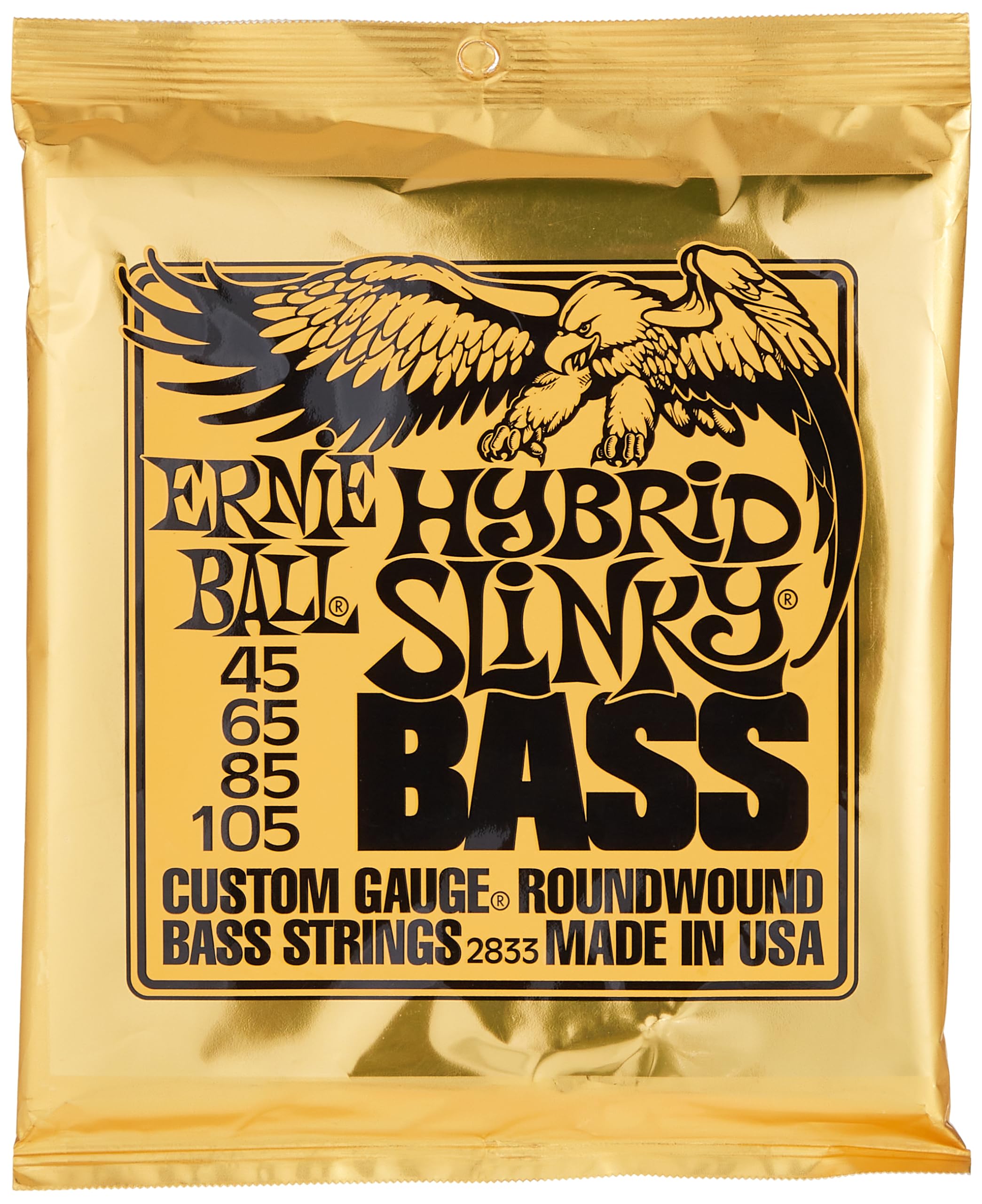 Ernie Ball Hybrid Slinky Nickel Wound Bass Guitar Strings, 45-105 Gauge (P02833)