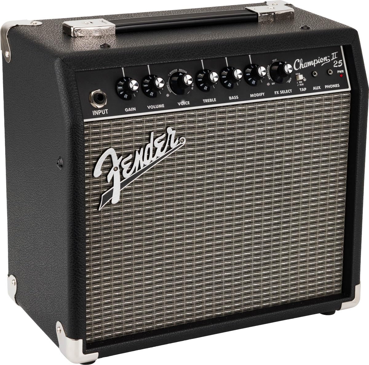 Fender Champion II 25 Watt Guitar Combo Amplifier Bundle with Cable, Austin Bazaar Exclusive 12-Pack Picks, and Instructional Vi