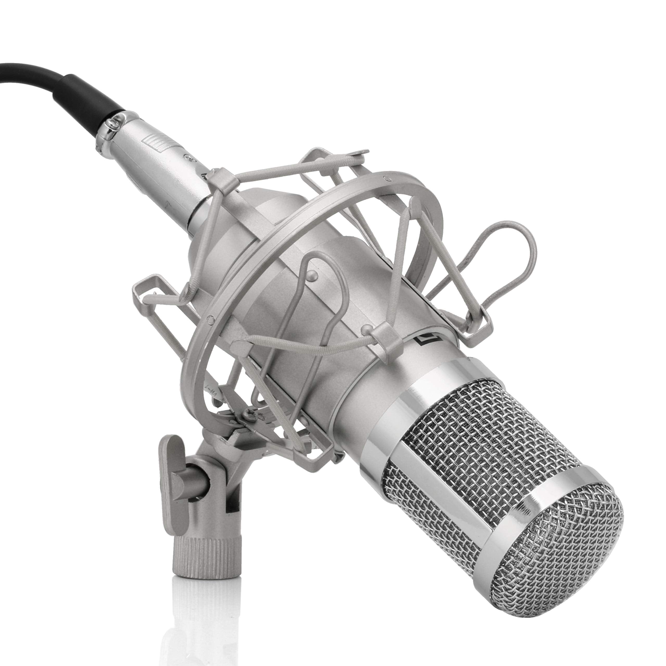 Powerpak Bm-800 Silver Professional Condenser Microphone With Metal Shock Mount (Requires Phantom Power Or Sound Card)
