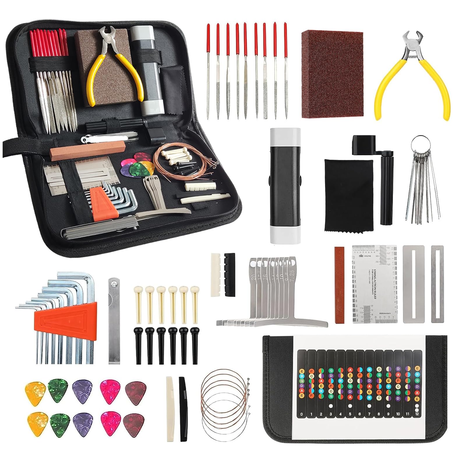 72 Pcs Guitar Tool Kit For Set Up, Intonation Adjustment And Repair, Maintenance Kit For Bass, Banjo And Ukulele