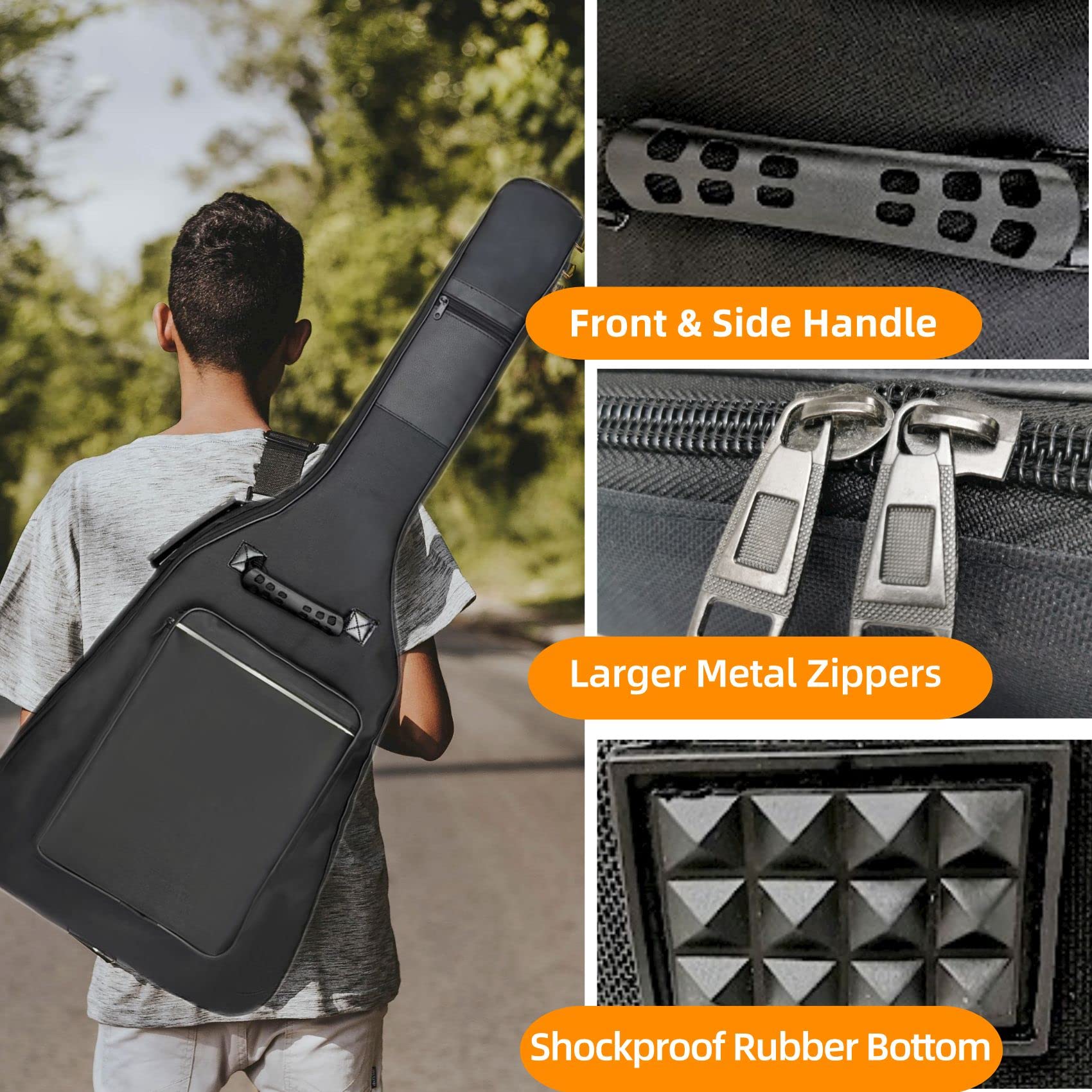 GIGKOUKI 40 41 Inch Acoustic Guitar Case Soft 0.35'' Padded Guitar Bag, Waterproof Guitar Gig Bag Classical with Back Hanger Loo