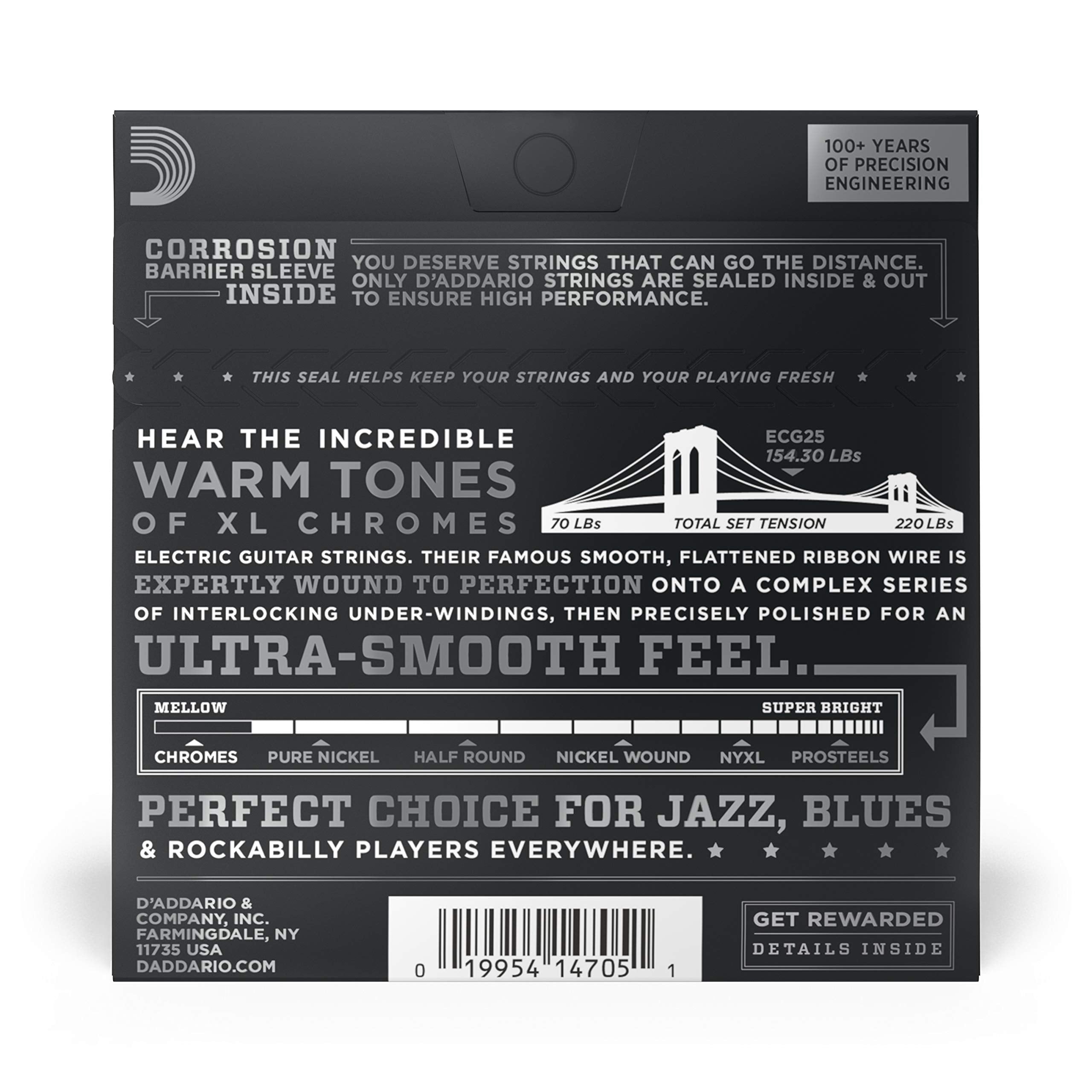 D'Addario, 4 XL Chromes Electric Guitar Strings, Light, 12-52 (ECG25)