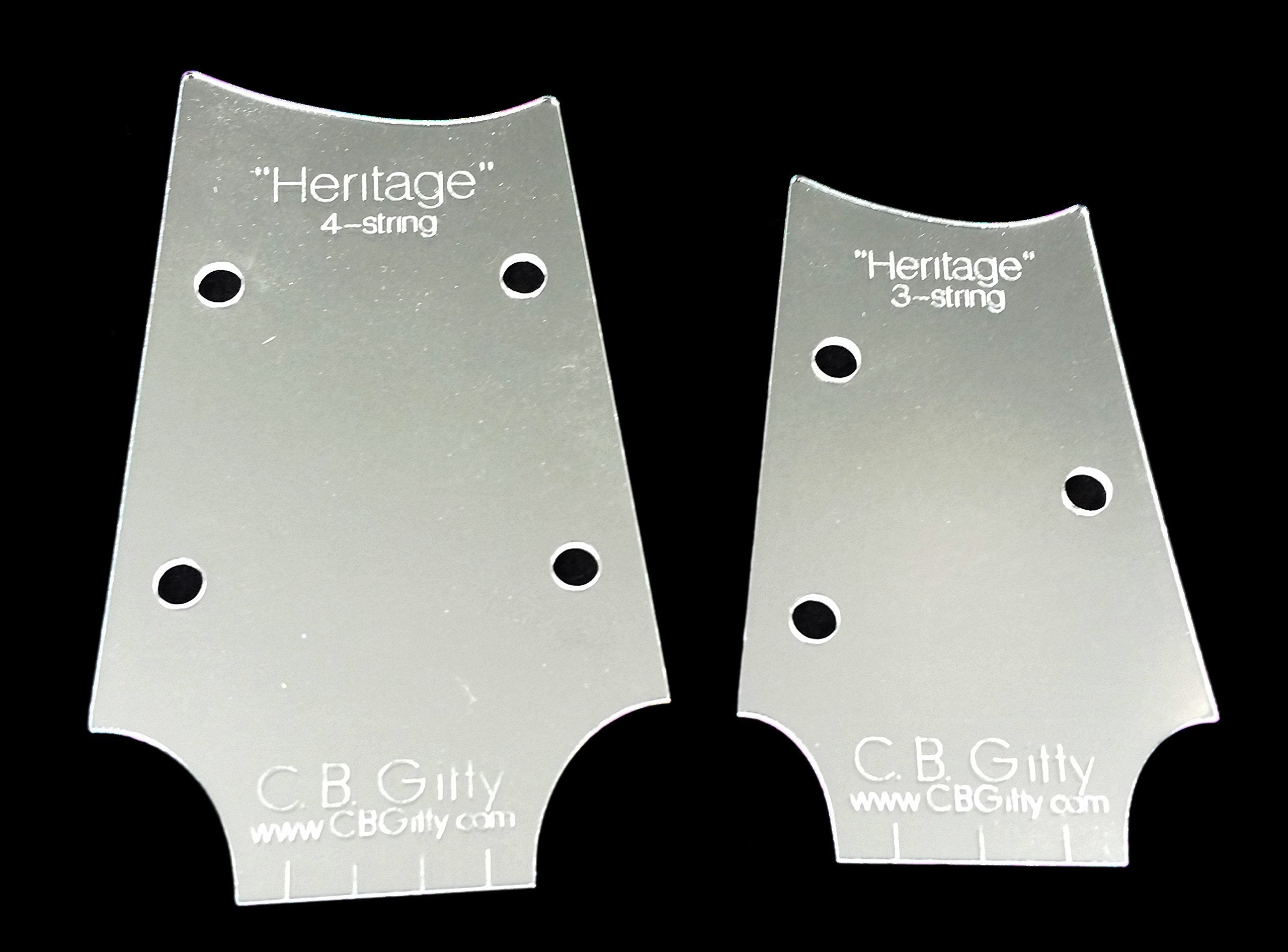 16pc. Cigar Box Guitar Headstock Shape Templates - 2 sizes each of 8 different custom designs