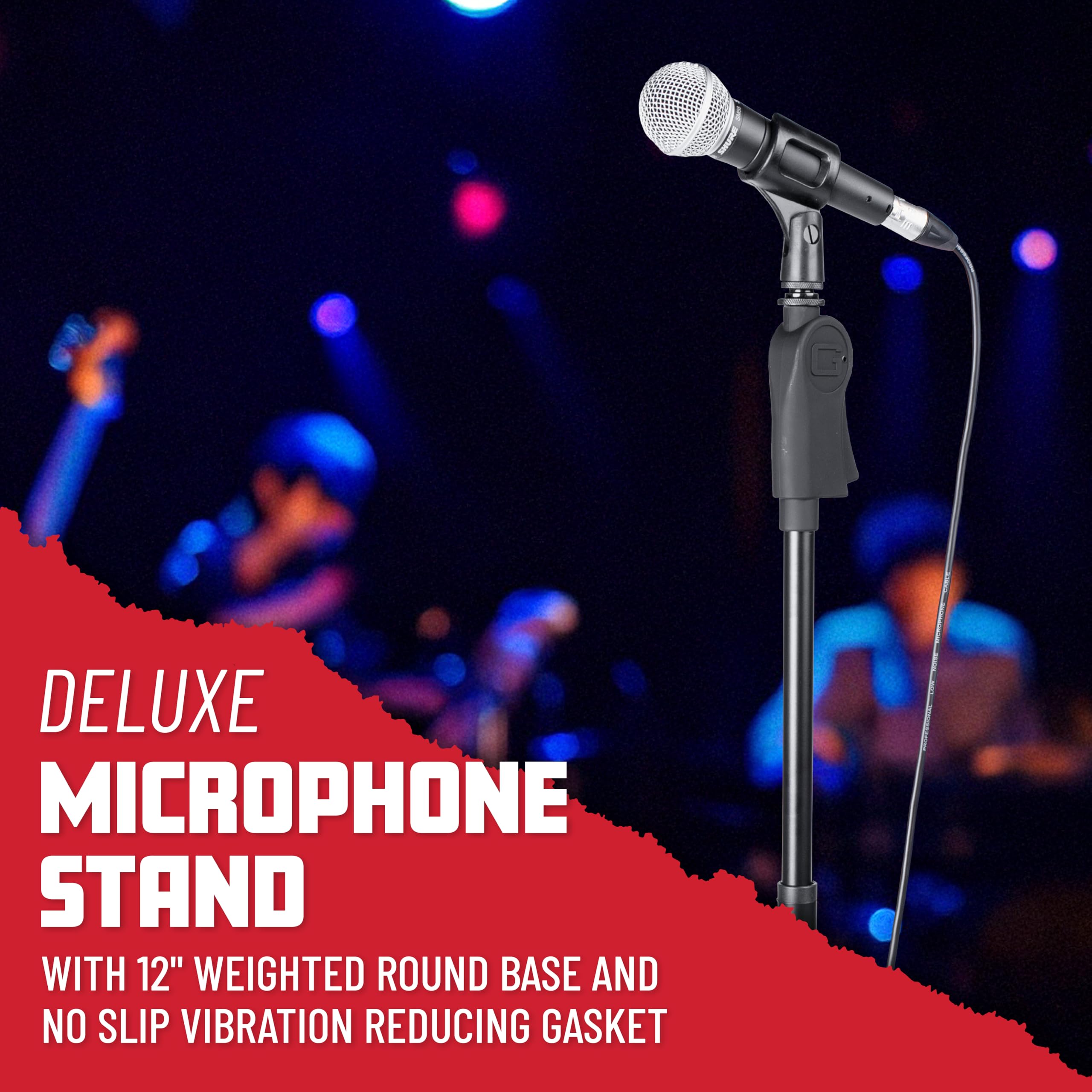 Frameworks Roundbase Mic Stand with 12'' Round Base and Deluxe One-Handed Clutch