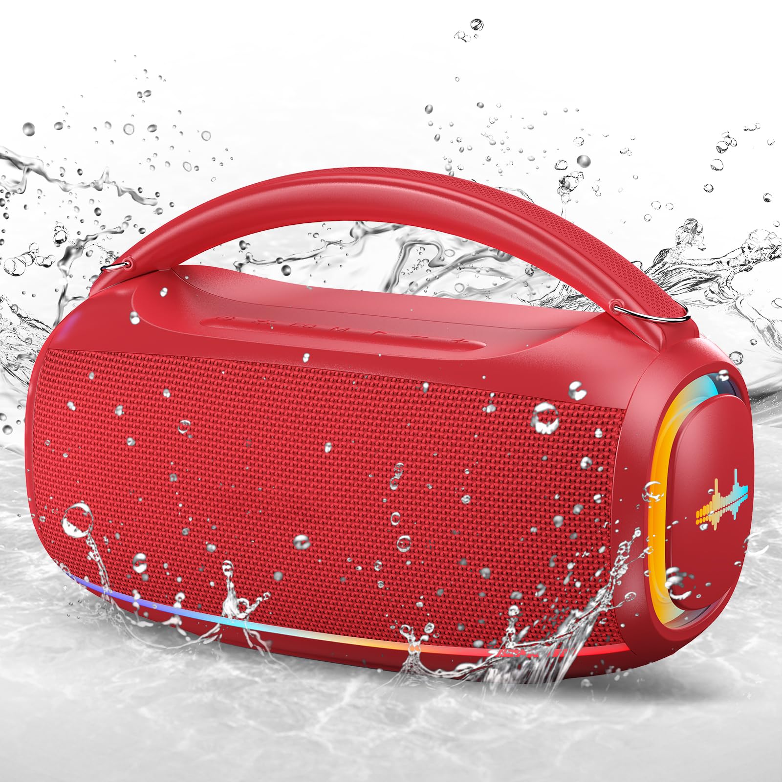 CARUDI Portable Bluetooth Wireless,60W Loud Speaker with Bass,12H Playtime,IPX5 Waterproof,Stereo Loud Sound,Deep Bass,for Pool,