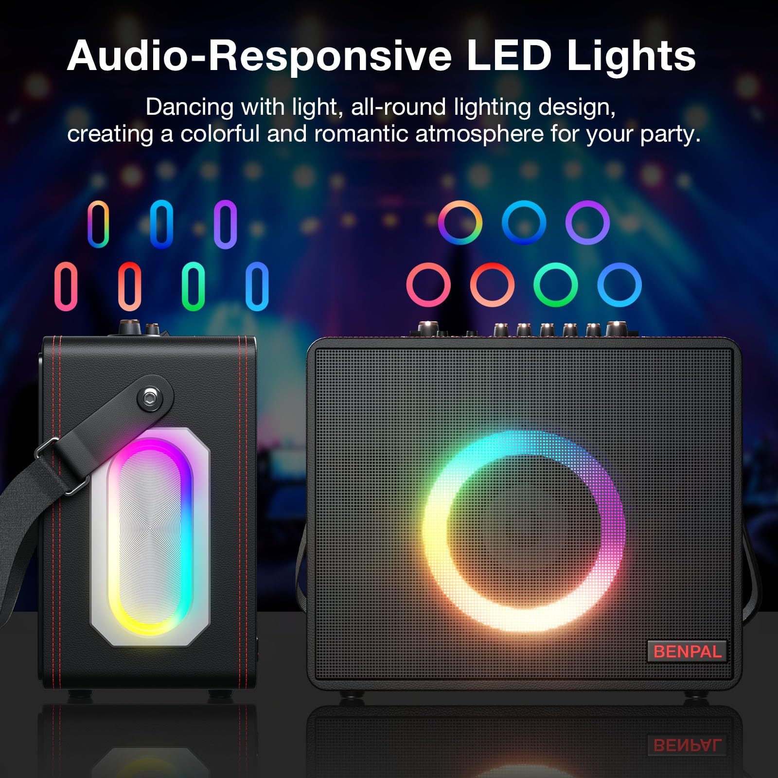 Smart Karaoke Machine with Lyrics Display, Built-in 14.0'' Touch Screen, with Bluetooth Party Speaker and Two Wireless Mics, Por