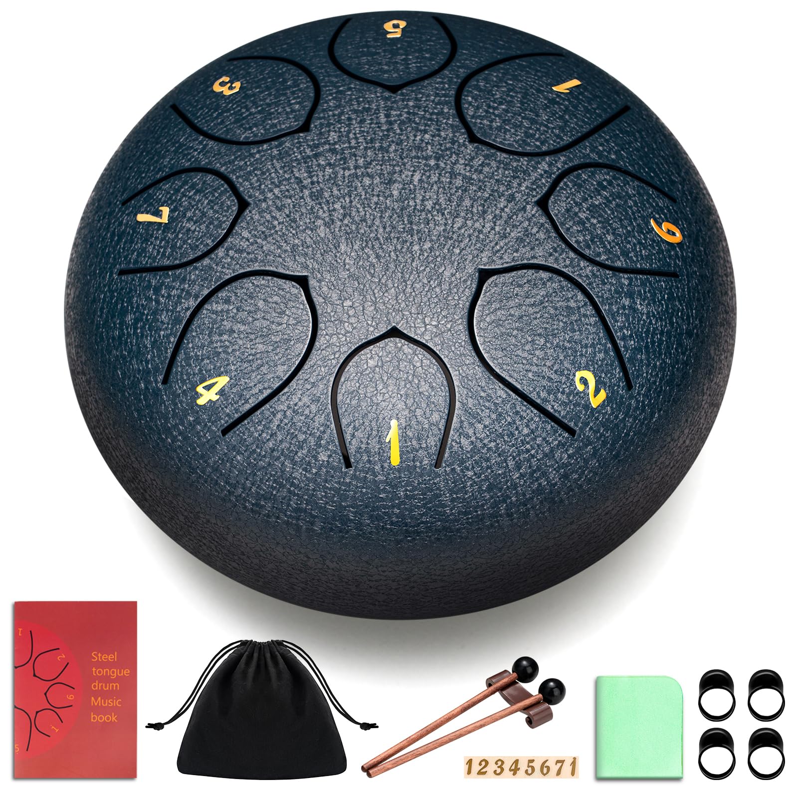 CAHAYA Steel Rain Drum 6-Inch: 8 Notes Steel Tongue Drum with Mallets Finger Paddles Percussion Handpan for Kids Friends Moms Me