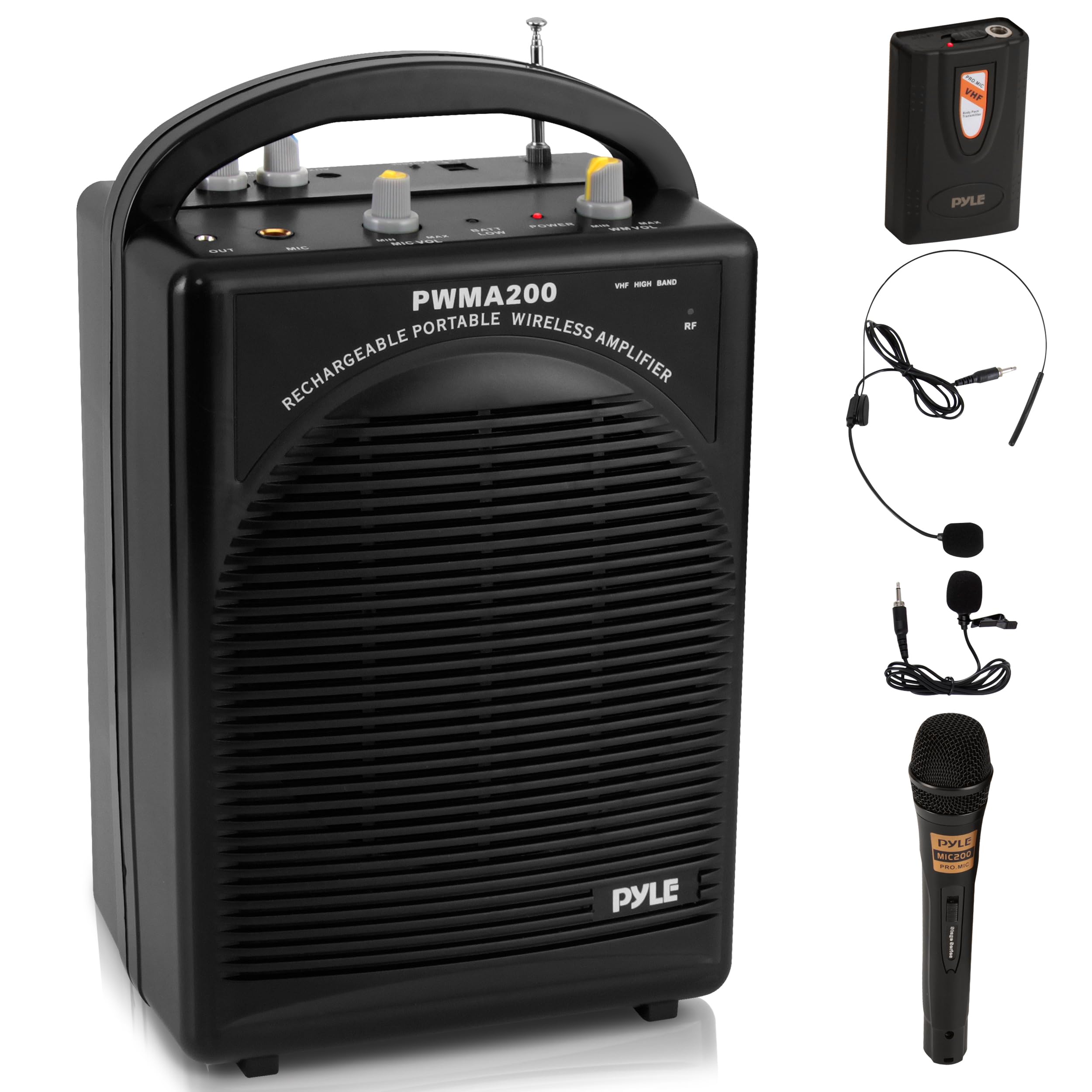 Pyle Portable Pa Speaker & Microphone System - Fm Stereo Radio, Built-In Rechargeable Battery, Aux & Microphone Inputs, Includes