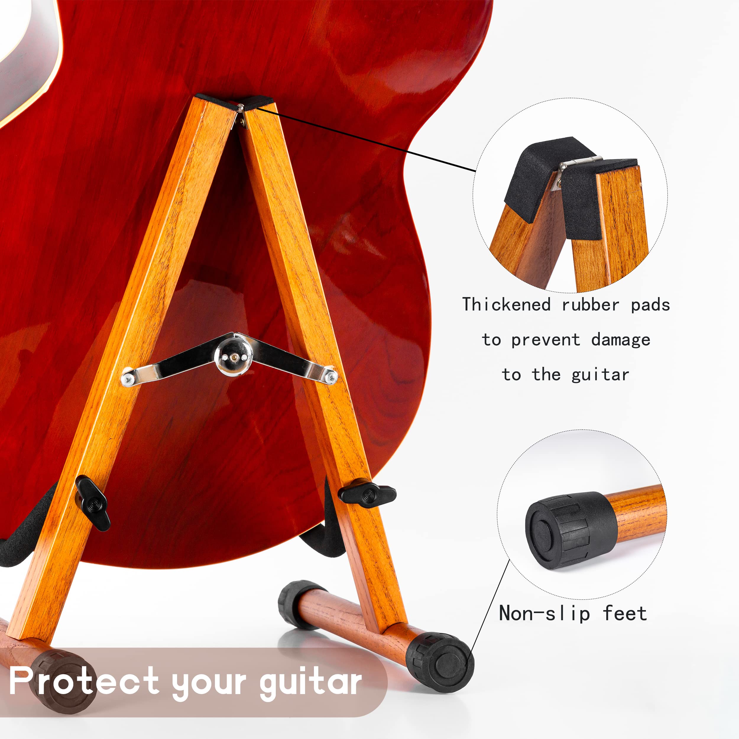 Neciuvy Guitar Stand,Wood Guitar Stand Acoustic,A-Frame Folding Acoustic Electric Guitar Stands Floor for Bass,Cello,Banjo,Mando